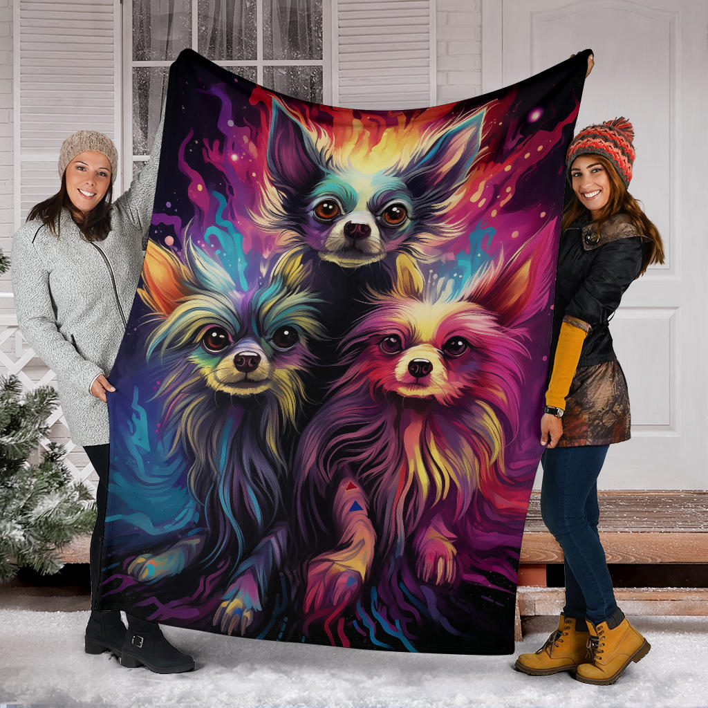 Chinese Crested Blanket, Trippy Psychedelics Chinese Crested Fleece Blanket, Chinese Crested Throw Blanket, Chinese Crested Gifts