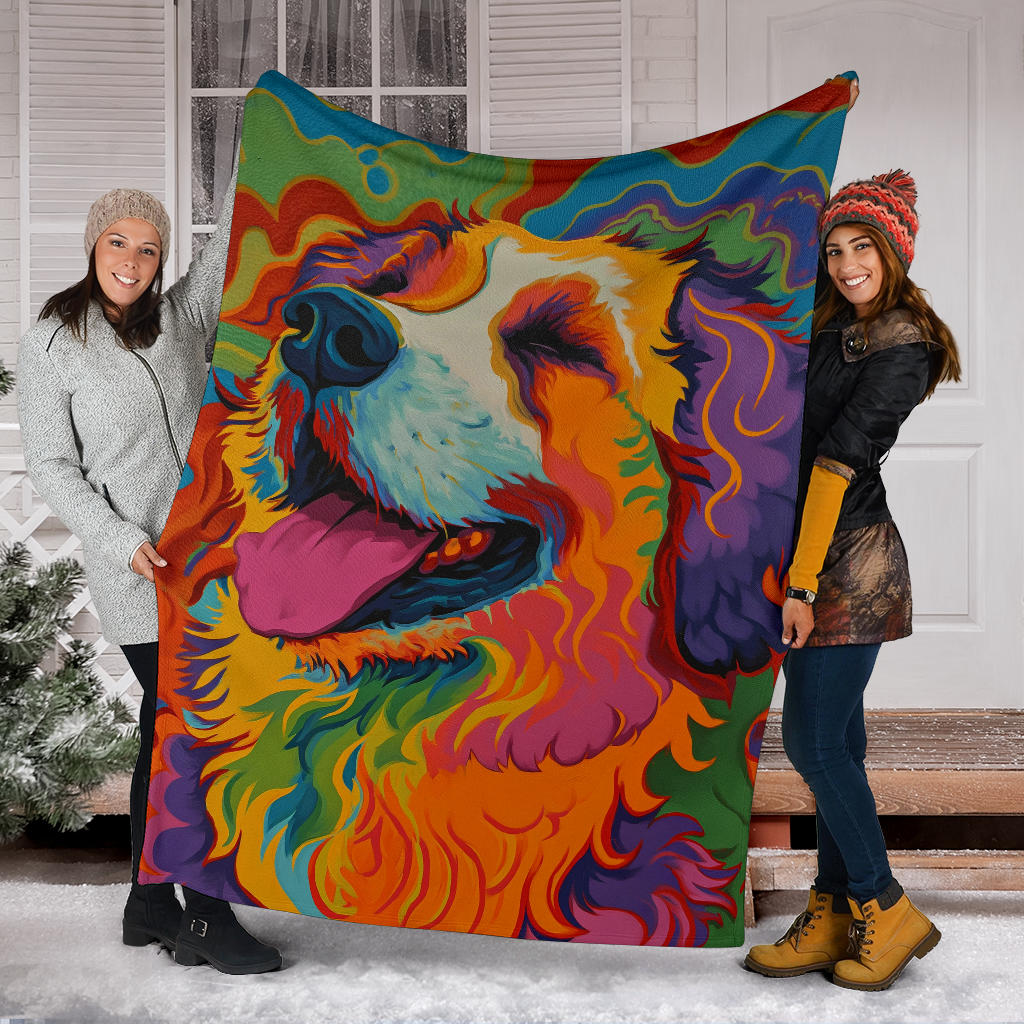 Kuvasz Dog Blanket, Trippy Psychedelics Kuvasz Dog Fleece Blanket, Kuvasz Dog Throw Blanket, Kuvasz Dog Gifts