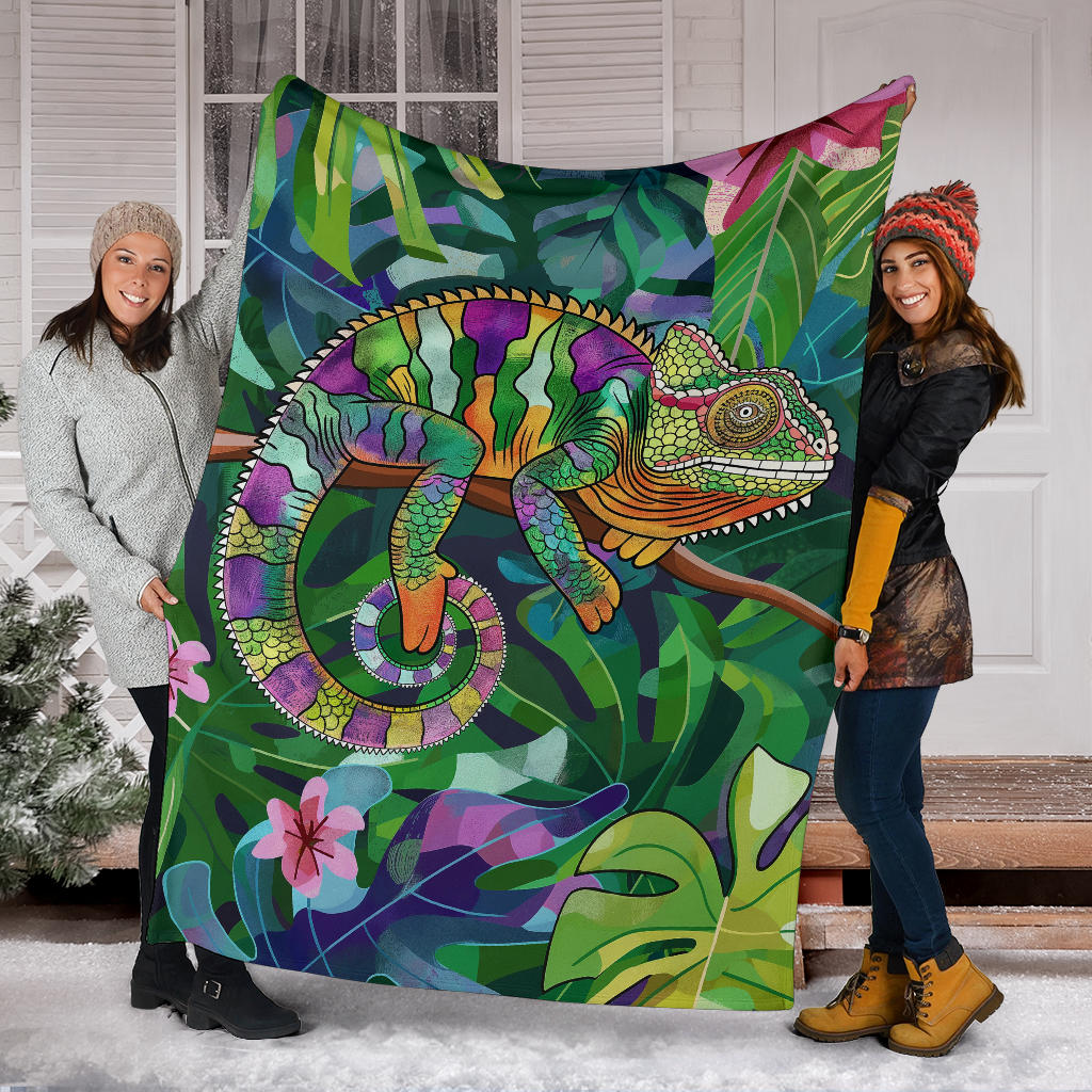 Chameleon Blanket, Trippy Psychedelics Chameleon Fleece Blanket, Chameleon Throw Blanket, Chameleon Gifts