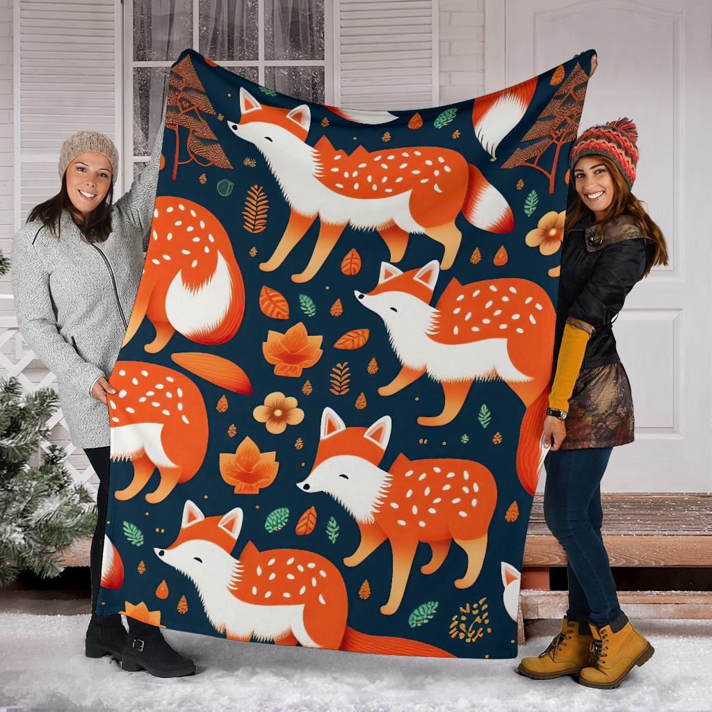 Fox Blanket, Forest Fox Fleece Blanket