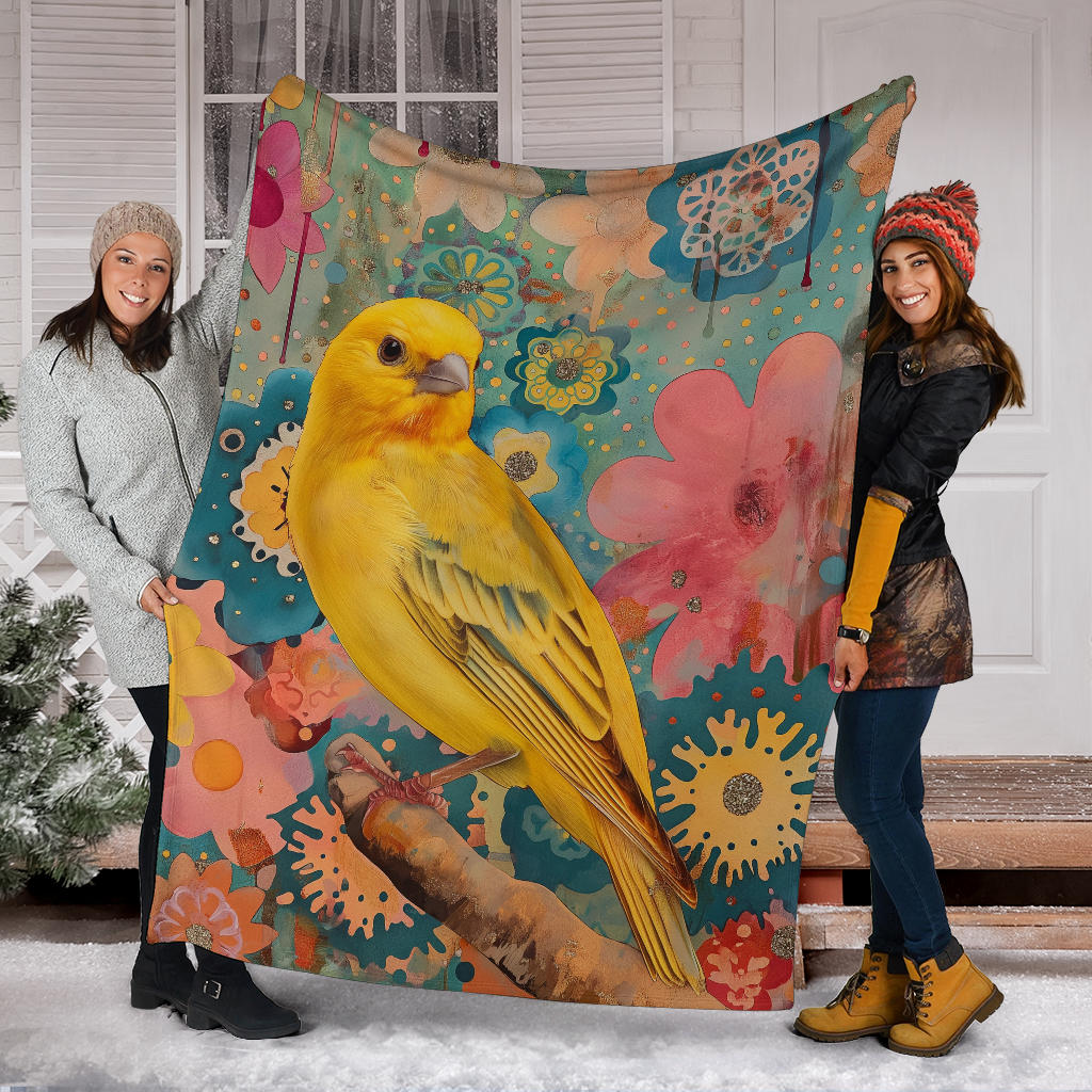 Canary bird Blanket, Trippy Psychedelics Canary bird Fleece Blanket, Canary bird Throw Blanket, Canary bird Gifts