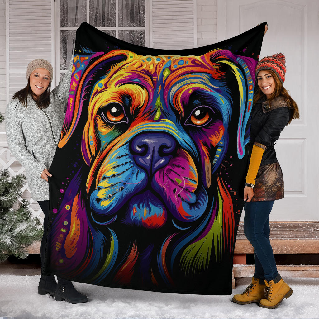 Bullmastiff Blanket, Trippy Psychedelics Bullmastiff Fleece Blanket, Bullmastiff Throw Blanket, Bullmastiff Gifts