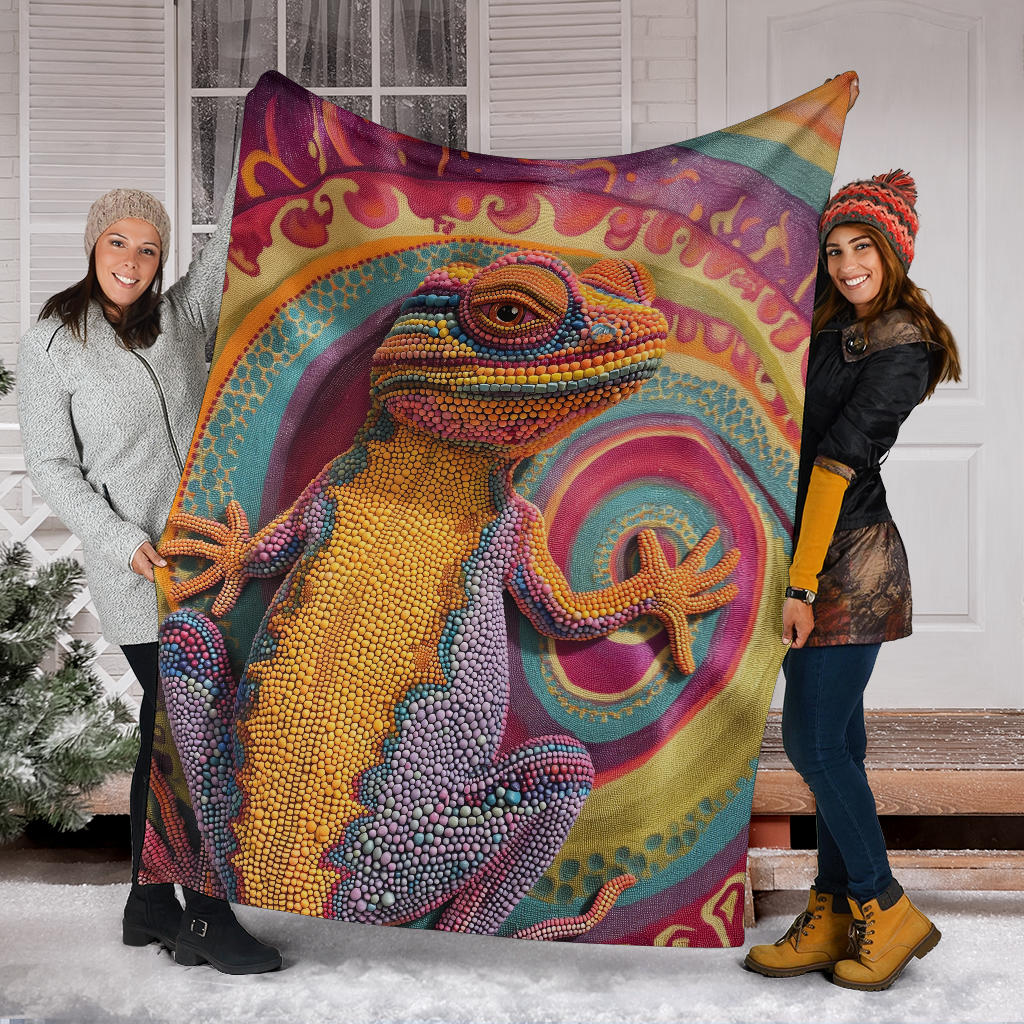 Lizard Blanket, Trippy Psychedelics Lizard Fleece Blanket, Lizard Throw Blanket, Lizard Gifts