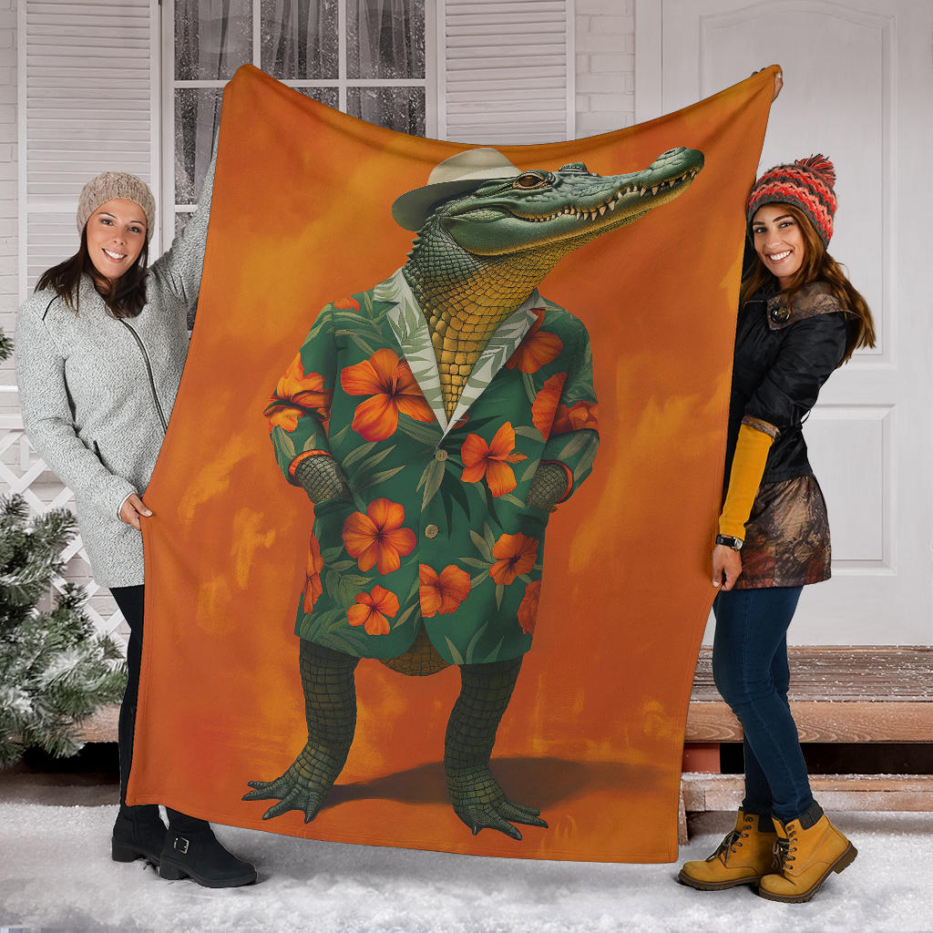 Crocodile Blanket, Trippy Psychedelics Crocodile Fleece Blanket, Crocodile Throw Blanket, Crocodile Gifts