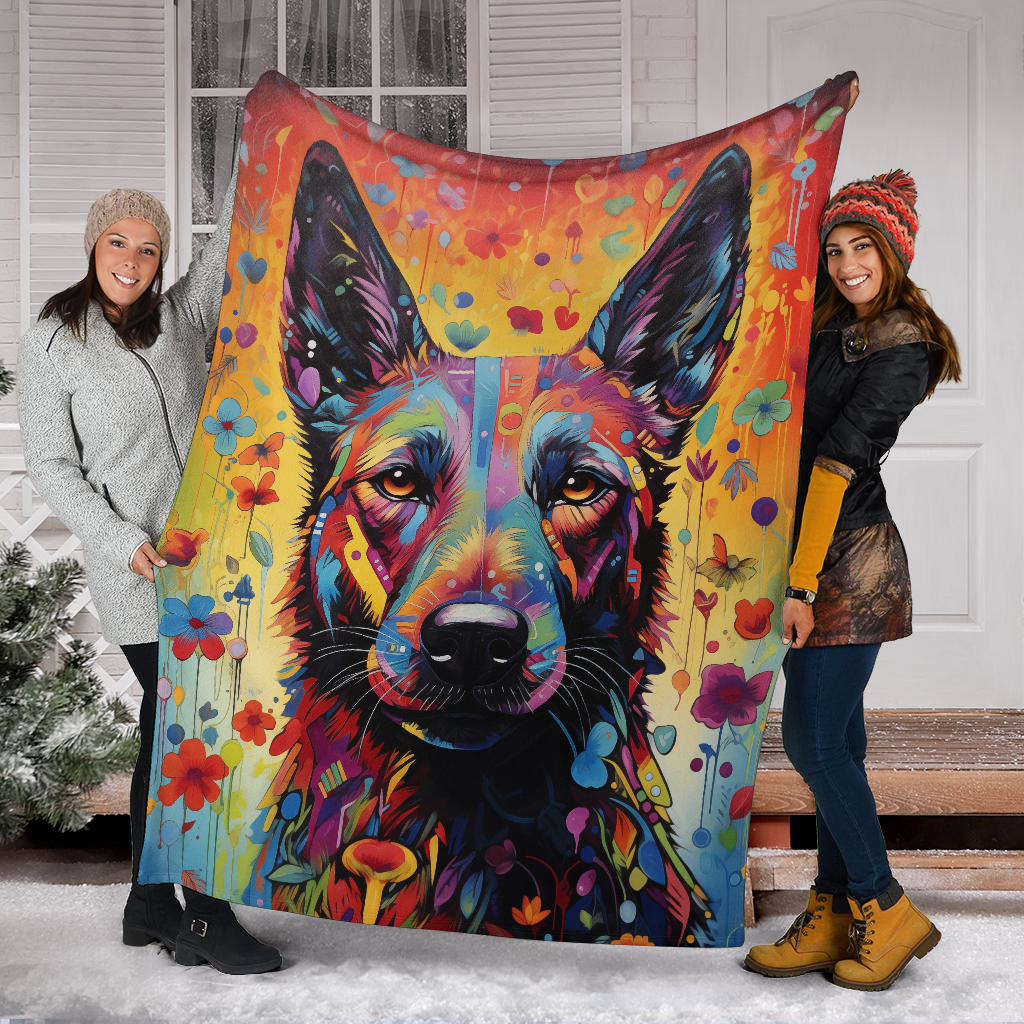 Dutch Shepherd Blanket, Trippy Psychedelics Dutch Shepherd Fleece Blanket, Dutch Shepherd Throw Blanket, Dutch Shepherd Gifts