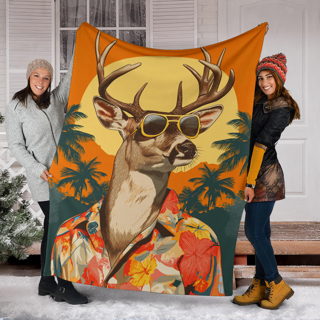 Deer Blanket, Trippy Psychedelics Deer Fleece Blanket, Deer Throw Blanket, Deer Gifts