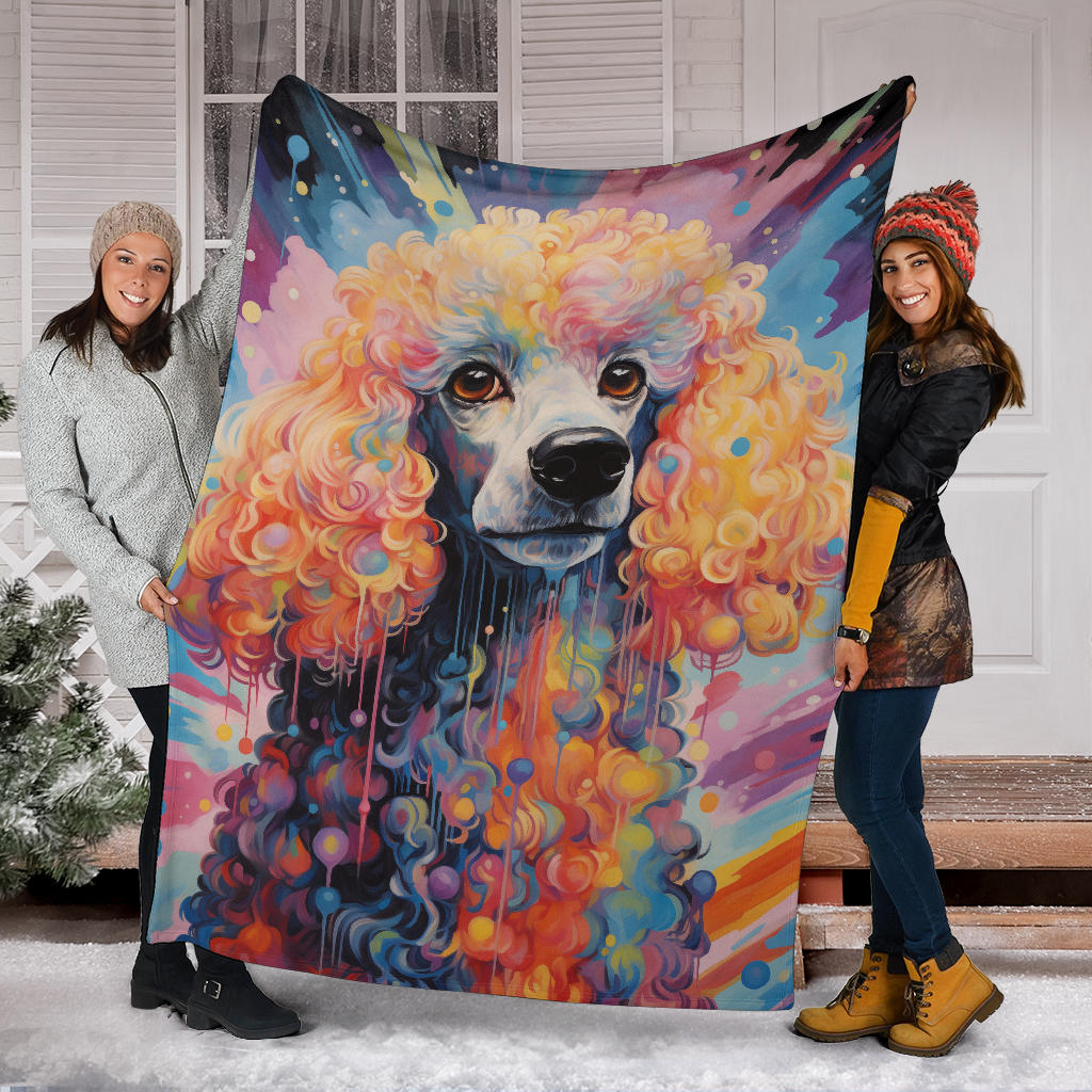 Trippy Psychedelics Poodle Blanket, Poodle Throw Blanket, Poodle Fleece Blanket, Poodle Gifts