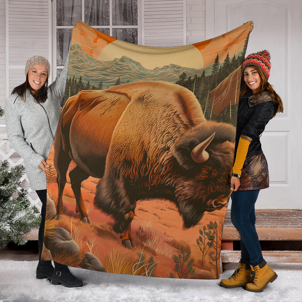 Bison Blanket, Trippy Psychedelics Bison Fleece Blanket, Bison Throw Blanket, Bison Gifts