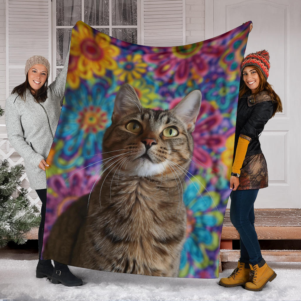 Egyptian Mau cat Blanket, Trippy Psychedelics Egyptian Mau cat Fleece Blanket, Egyptian Mau cat Throw Blanket, Egyptian Mau cat Gifts