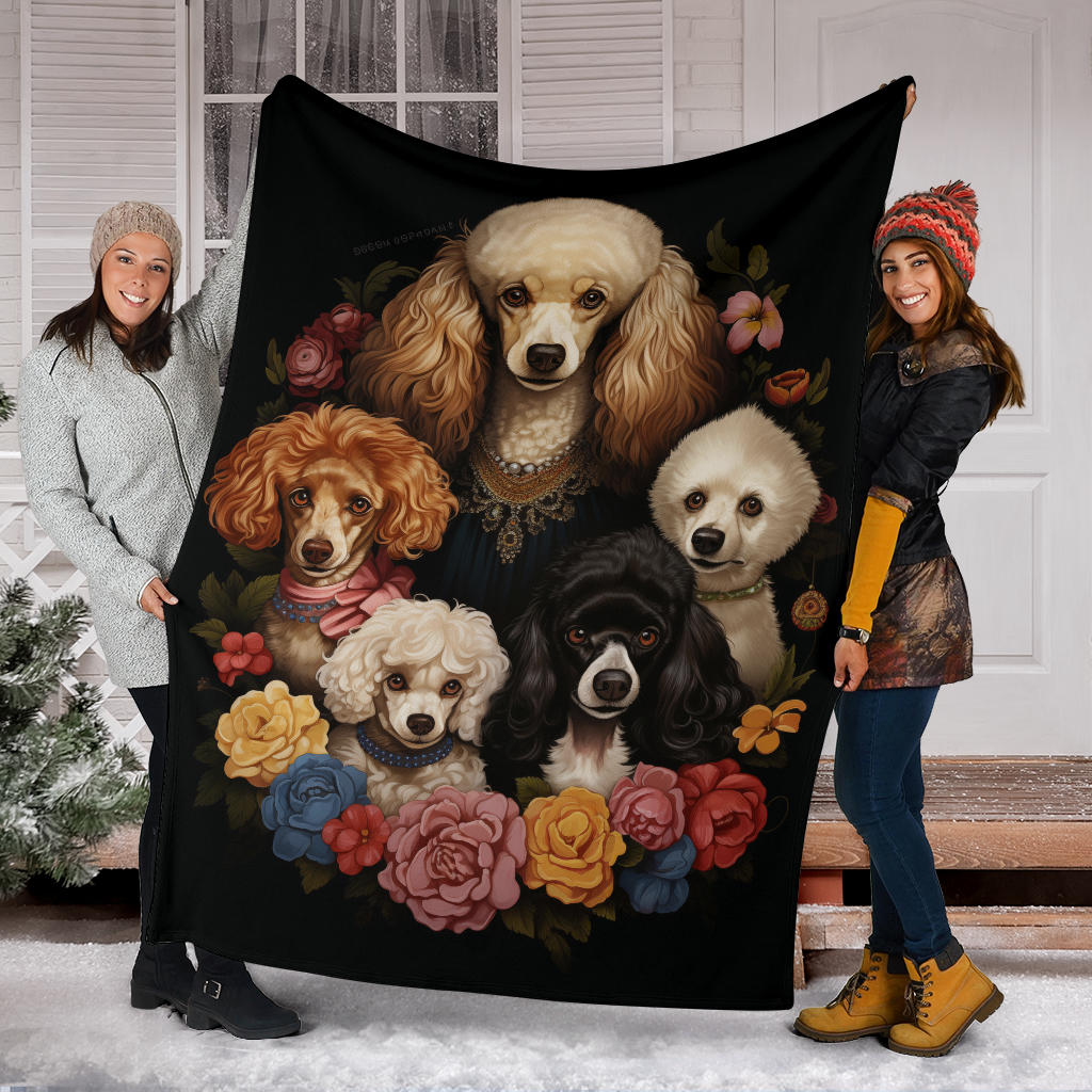 Poodle Family Blanket, Poodle Gifts, Poodle Fleece Blanket, Poodle Throw Blanket