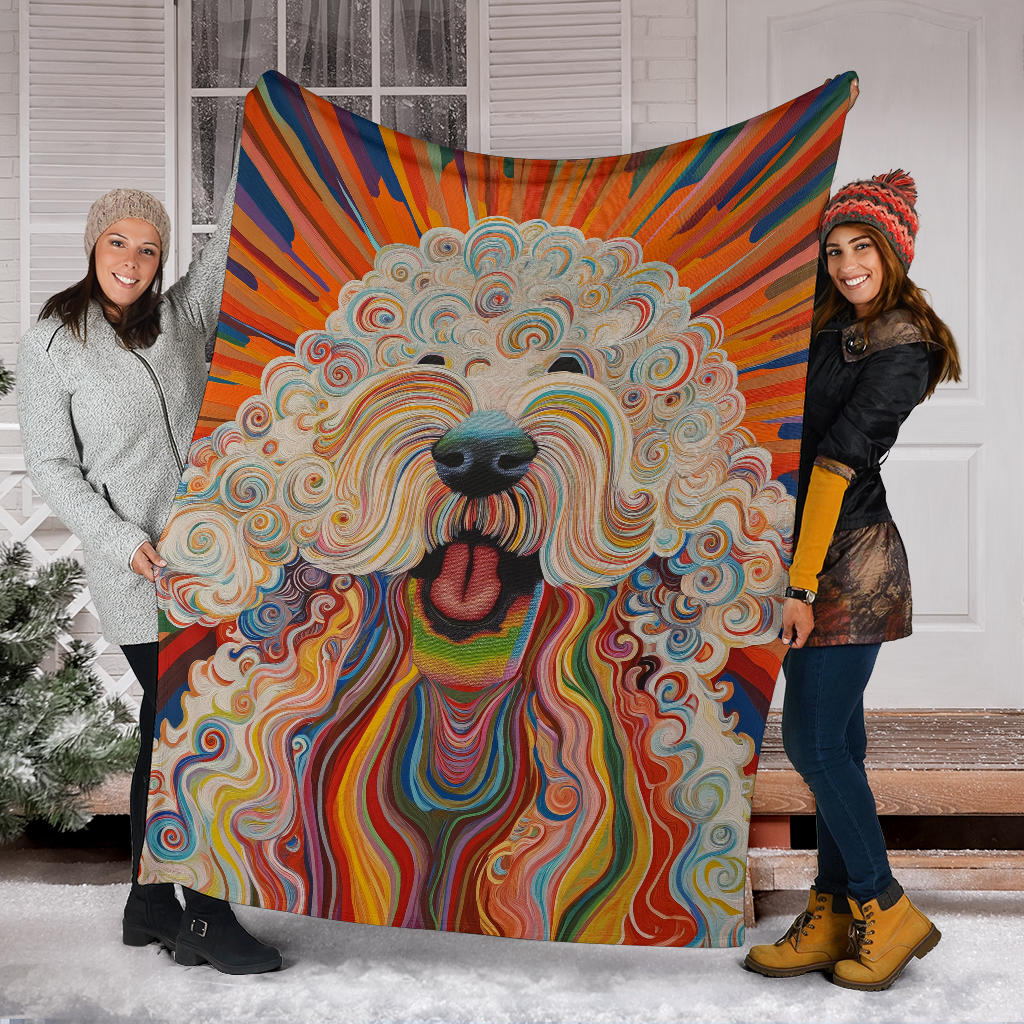 Komondor Dog Blanket, Trippy Psychedelics Komondor Dog Fleece Blanket, Komondor Dog Throw Blanket, Komondor Dog Gifts