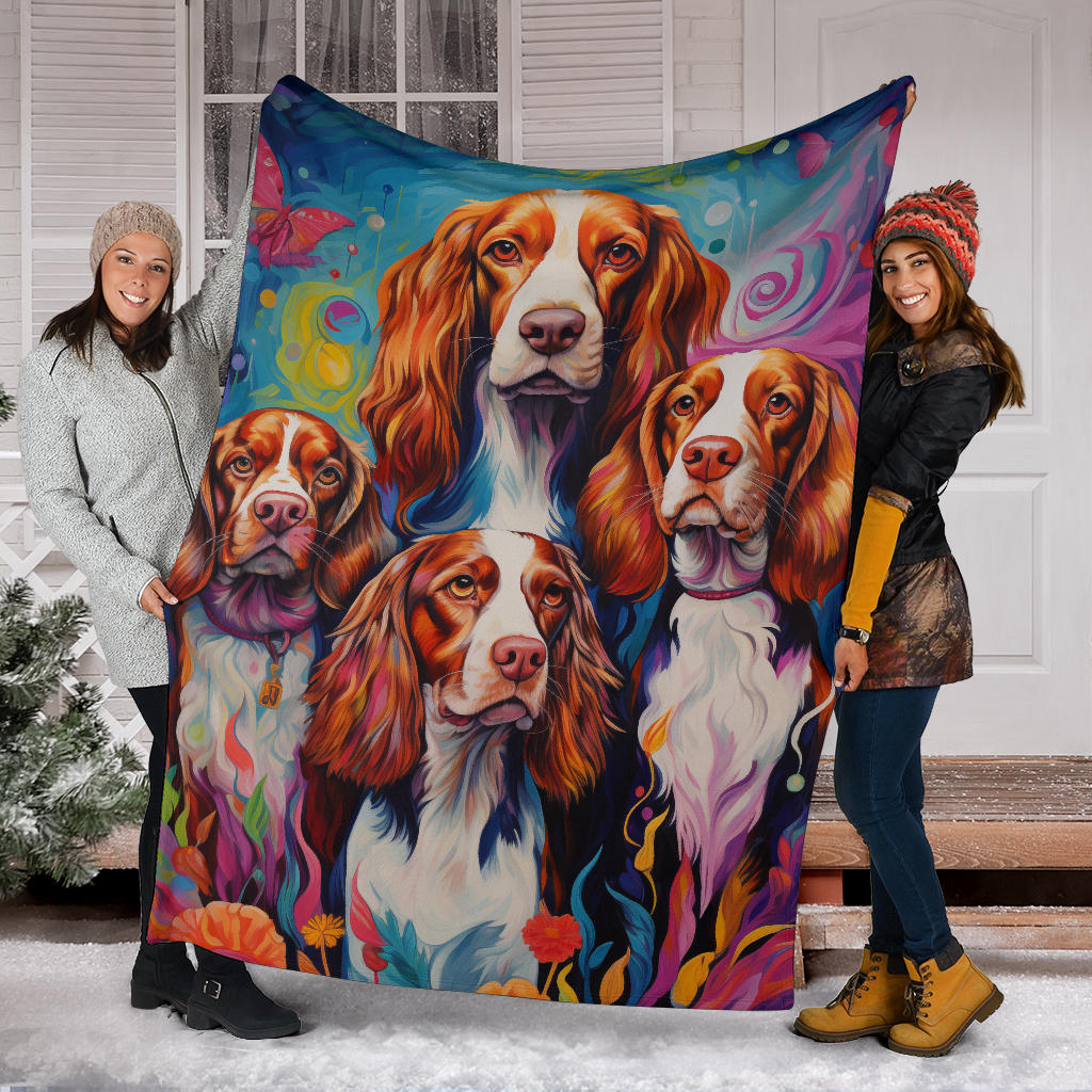 Welsh Springer Spaniel Blanket, Trippy Psychedelics Welsh Springer Spaniel Fleece Blanket, Welsh Springer Spaniel Throw Blanket, Welsh Springer Spaniel Gifts