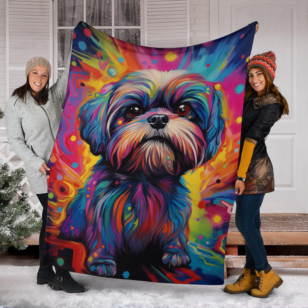 Shih Tzu Blanket, Shih Tzu Trippy Psychedelics Blanket, Shih Tzu Gifts, Shih Tzu Throw Blanket