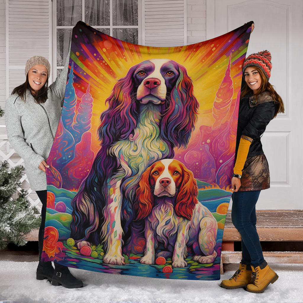 English Springer Spaniel Blanket, Trippy Psychedelics English Springer Spaniel Fleece Blanket, English Springer Spaniel Throw Blanket, English Springer Spaniel Gifts