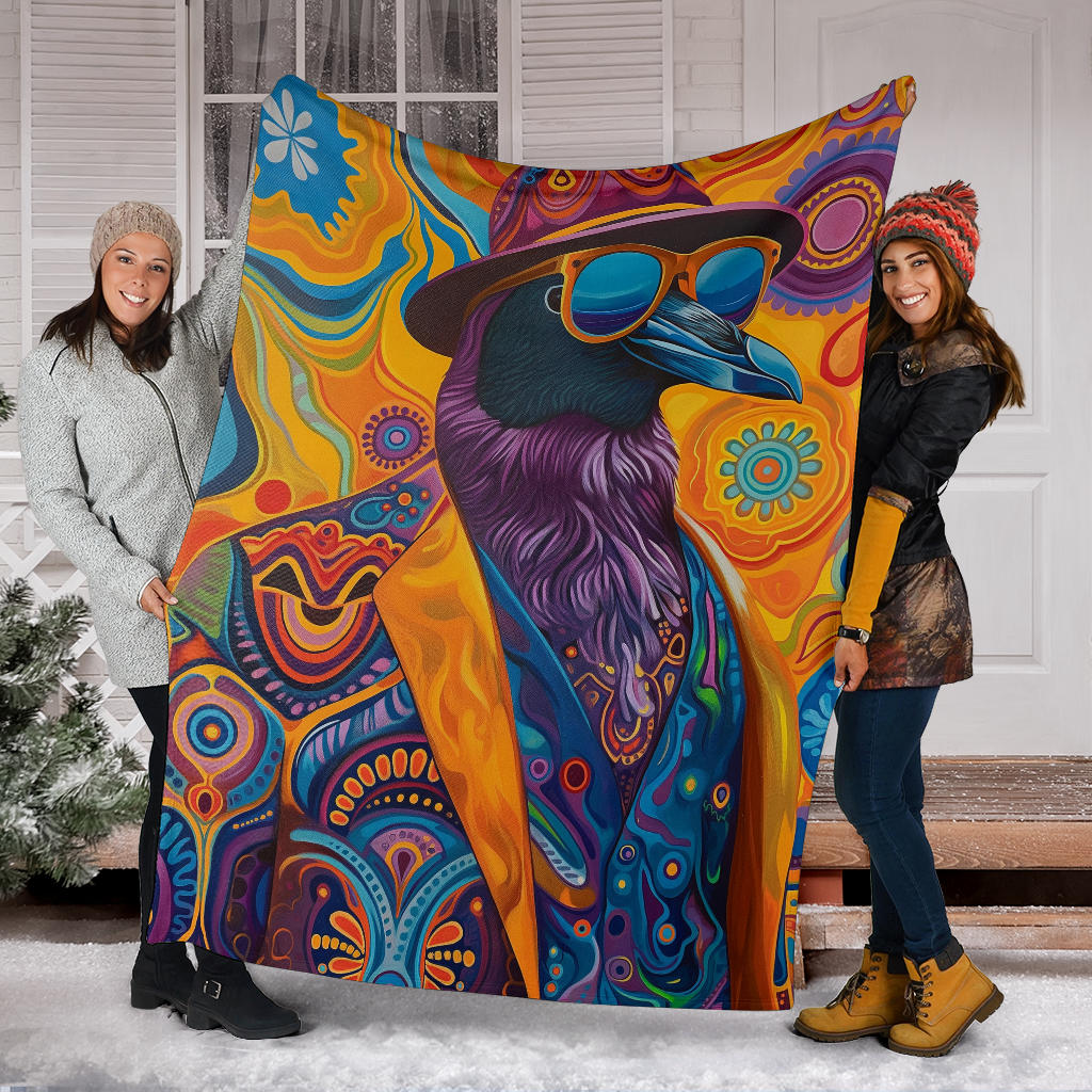 Penguin Blanket, Trippy Psychedelics Penguin Fleece Blanket, Penguin Throw Blanket, Penguin Gifts