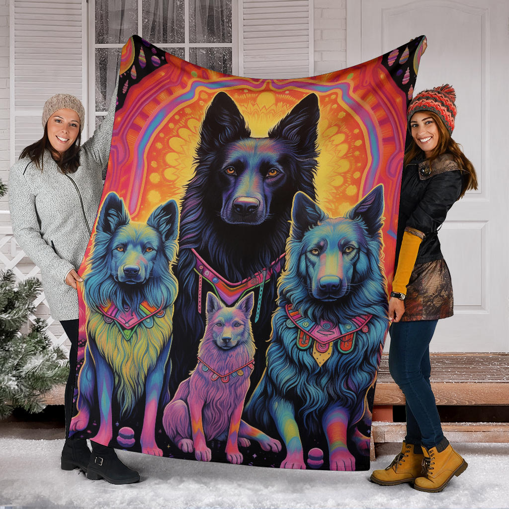 Belgian Tervuren Blanket, Trippy Psychedelics Belgian Tervuren Fleece Blanket, Belgian Tervuren Throw Blanket, Belgian Tervuren Gifts