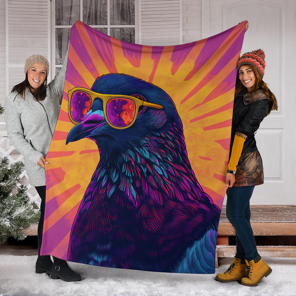 Pigeon Blanket, Trippy Psychedelics Pigeon Fleece Blanket, Pigeon Throw Blanket, Pigeon Gifts