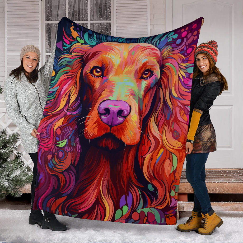 Irish Setter Blanket, Trippy Psychedelics Irish Setter Fleece Blanket, Irish Setter Throw Blanket, Irish Setter Gifts