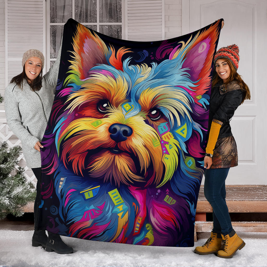 Trippy Psychedelics Yorkshire Terrier Blanket, Yorkshire Terrier Throw Blanket, Yorkshire Terrier Fleece Blanket, Yorkshire Terrier Gifts