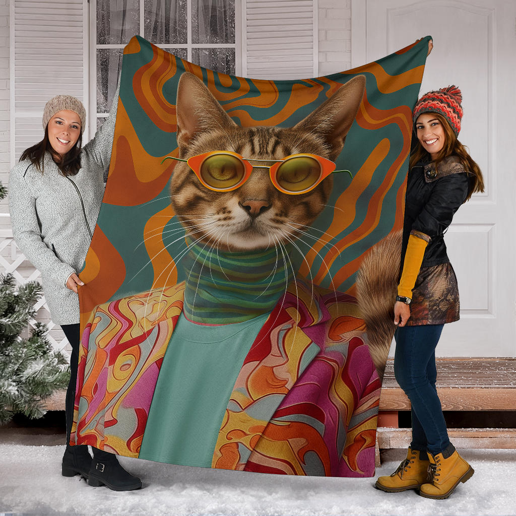 Ocicat Cat Blanket, Trippy Psychedelics Ocicat Cat Fleece Blanket, Ocicat Cat Throw Blanket, Ocicat Cat Gifts