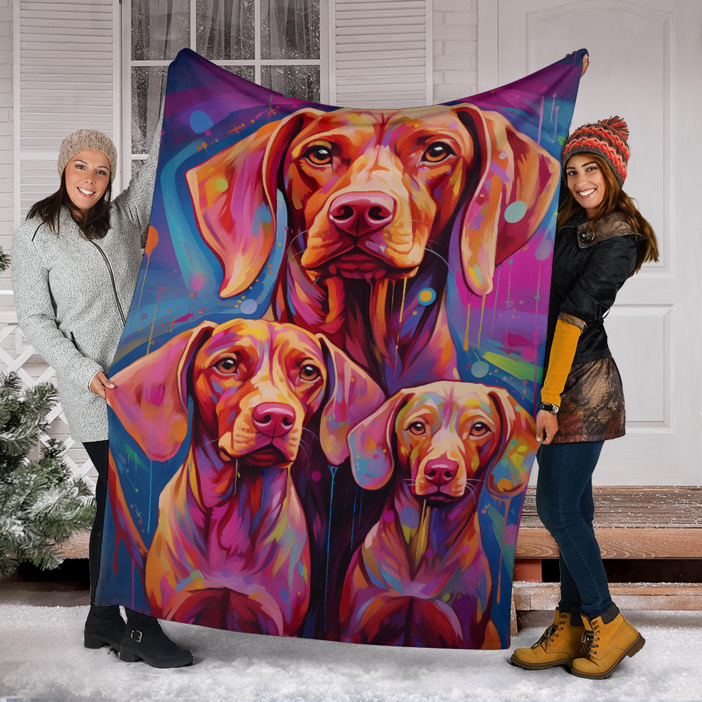 Vizsla Blanket, Trippy Psychedelics Vizsla Fleece Blanket, Vizsla Throw Blanket, Vizsla Gifts