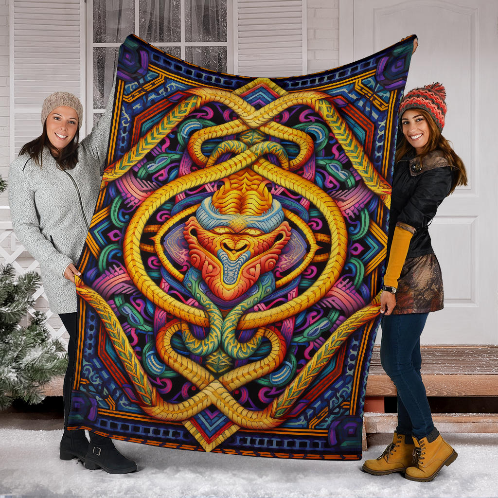 Snake Mandala Blanket, Snake Fleece Blanket, Snake Gifts, Snake Skull Blanket