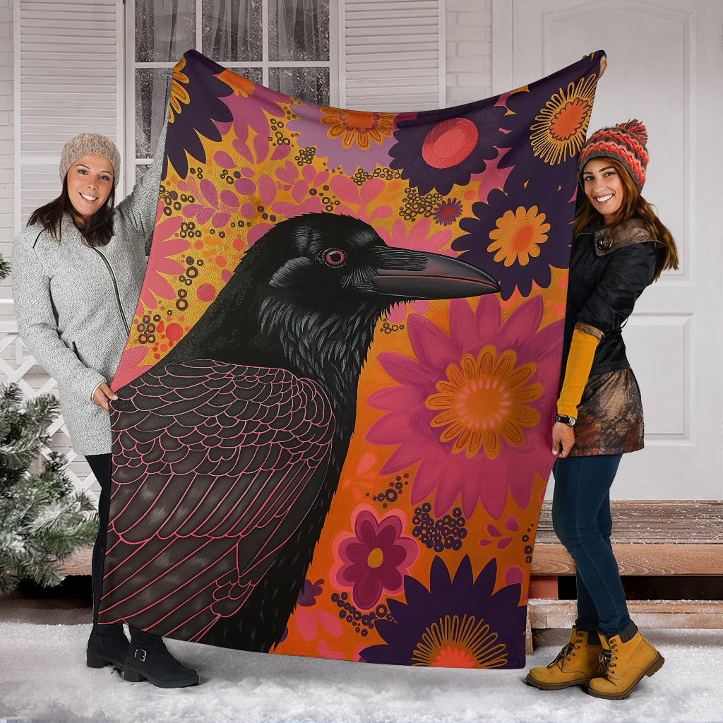 Crow bird Blanket, Trippy Psychedelics Crow bird Fleece Blanket, Crow bird Throw Blanket, Crow bird Gifts