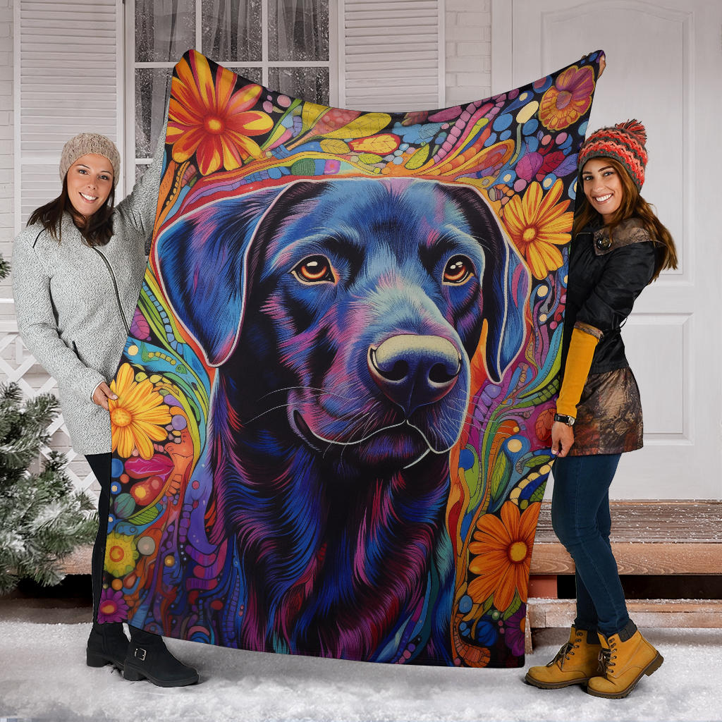 Trippy Psychedelics Labrador Retriever Blanket, Labrador Retriever Throw Blanket, Labrador Retriever Fleece Blanket, Labrador Retriever Gift