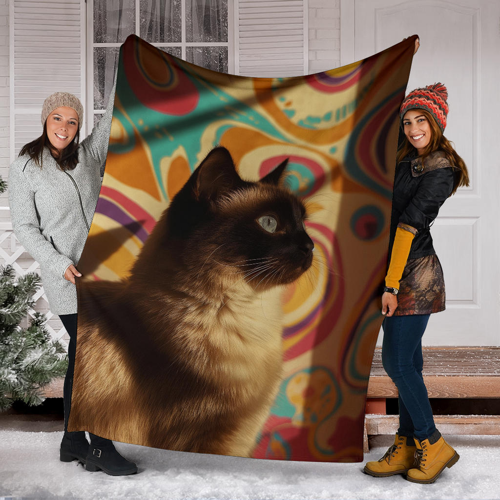 Birman cat Blanket, Trippy Psychedelics Birman cat Fleece Blanket, Birman cat Throw Blanket, Birman cat Gifts