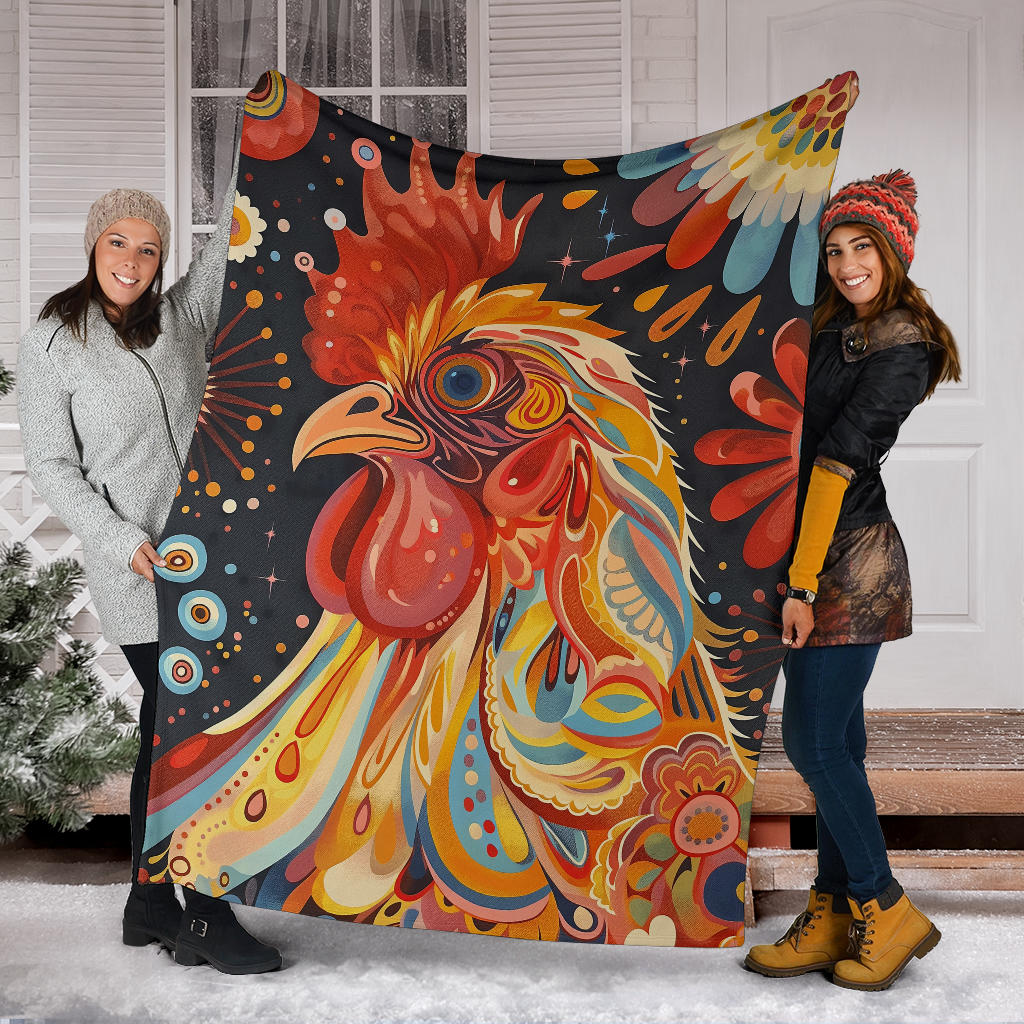 Chicken Blanket, Trippy Psychedelics Chicken Fleece Blanket, Chicken Throw Blanket, Chicken Gifts