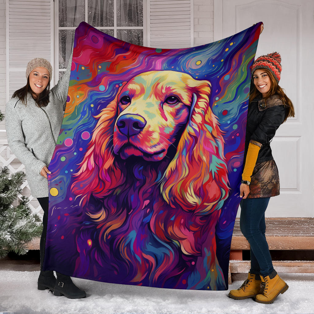 Cocker Spaniel Blanket, Cocker Spaniel Trippy Psychedelics Blanket, Cocker Spaniel Gifts, Cocker Spaniel Throw Blanket