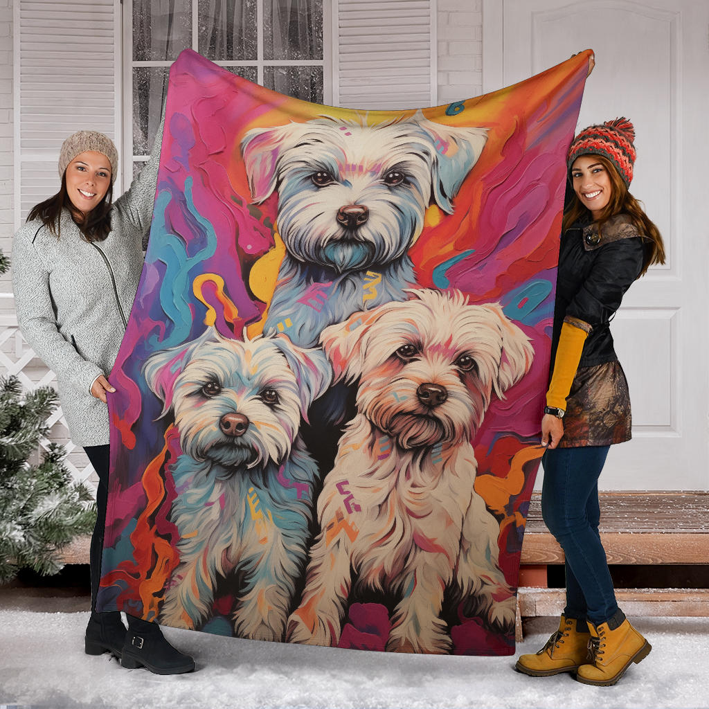 Dandie Dinmont Terrier  Blanket, Trippy Psychedelics Dandie Dinmont Terrier Fleece Blanket, Dandie Dinmont Terrier Throw Blanket, Dandie Dinmont Terrier Gifts