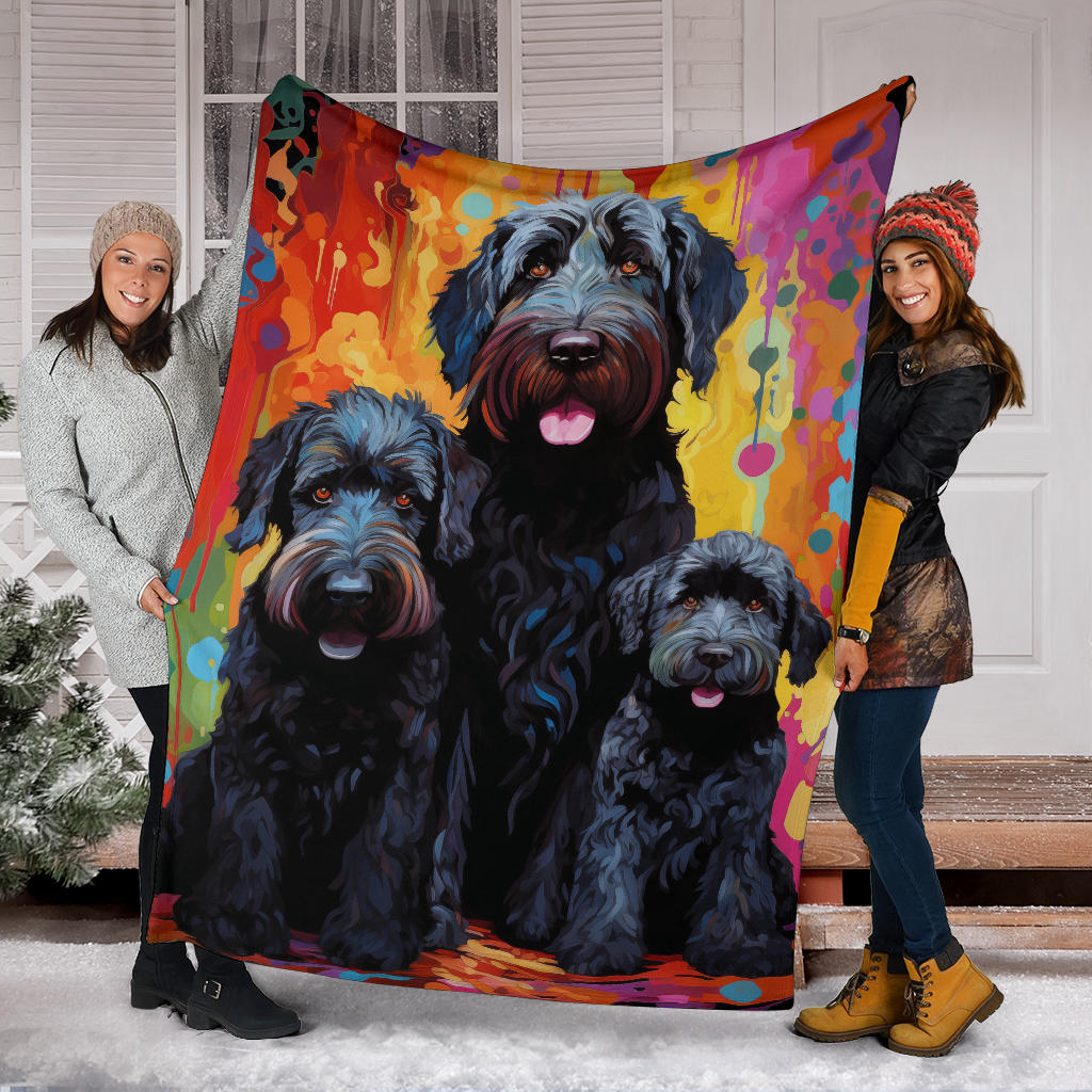 Black Russian Terrier Blanket, Trippy Psychedelics Black Russian Terrier Fleece Blanket, Black Russian Terrier Throw Blanket, Black Russian Terrier Gifts