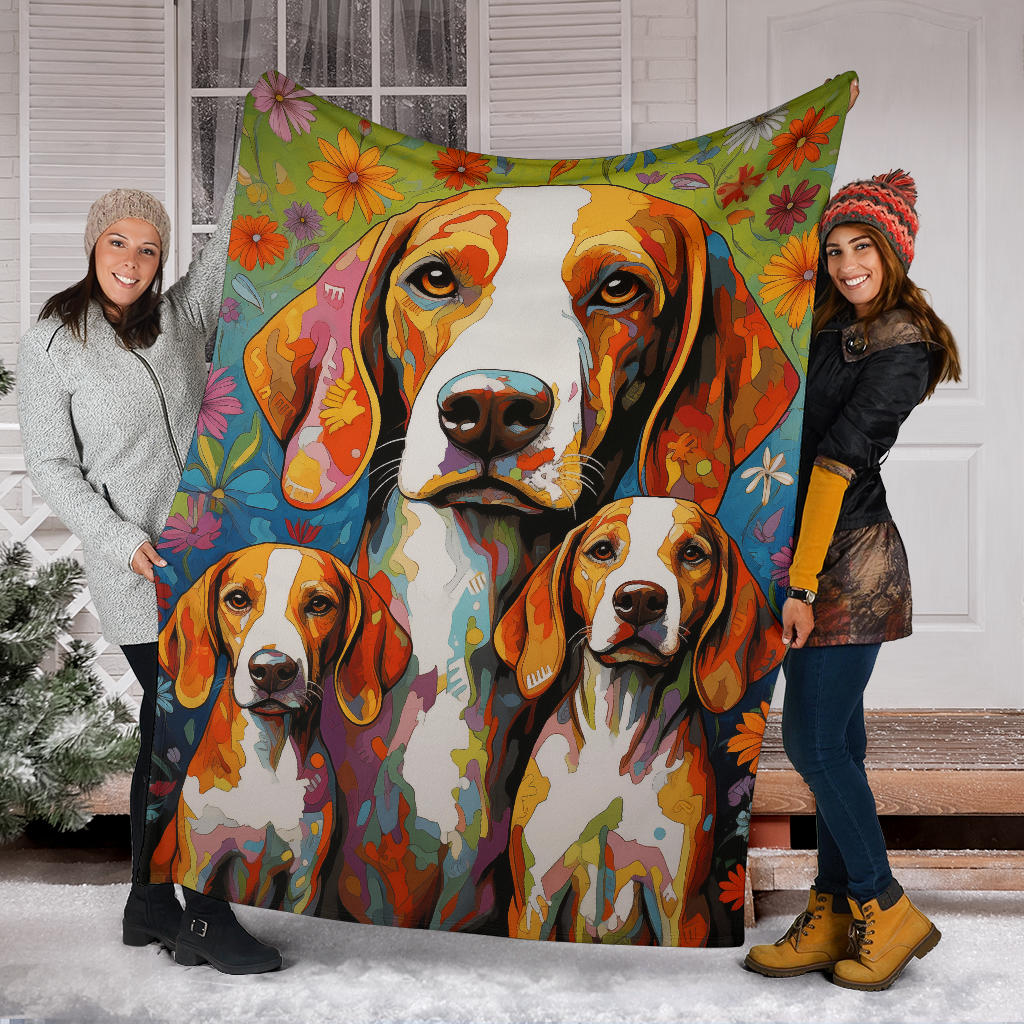 English Foxhound Blanket, Trippy Psychedelics English Foxhound Fleece Blanket, English Foxhound Throw Blanket, English Foxhound Gifts