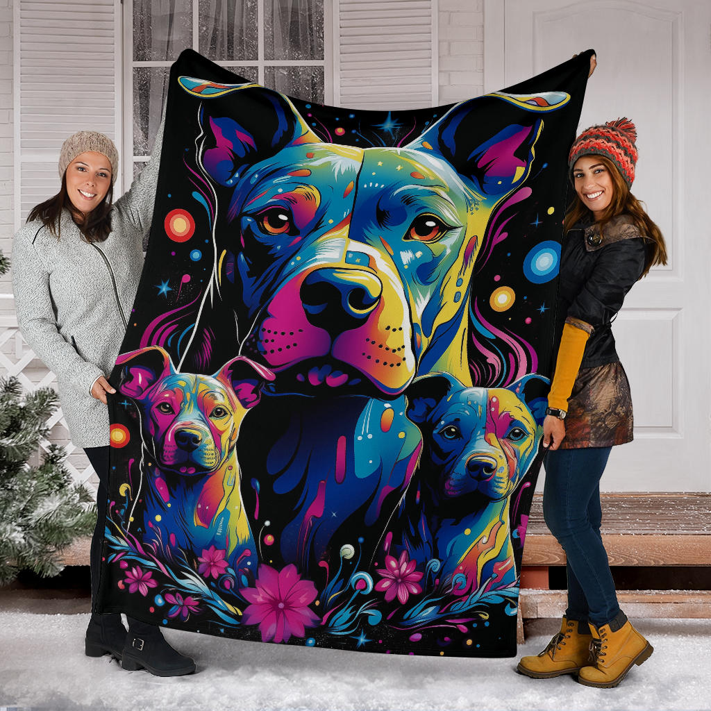 American Pit Bull Blanket, Trippy Psychedelics American Pit Bull Fleece Blanket, American Pit Bull Throw Blanket, American Pit Bull Gifts