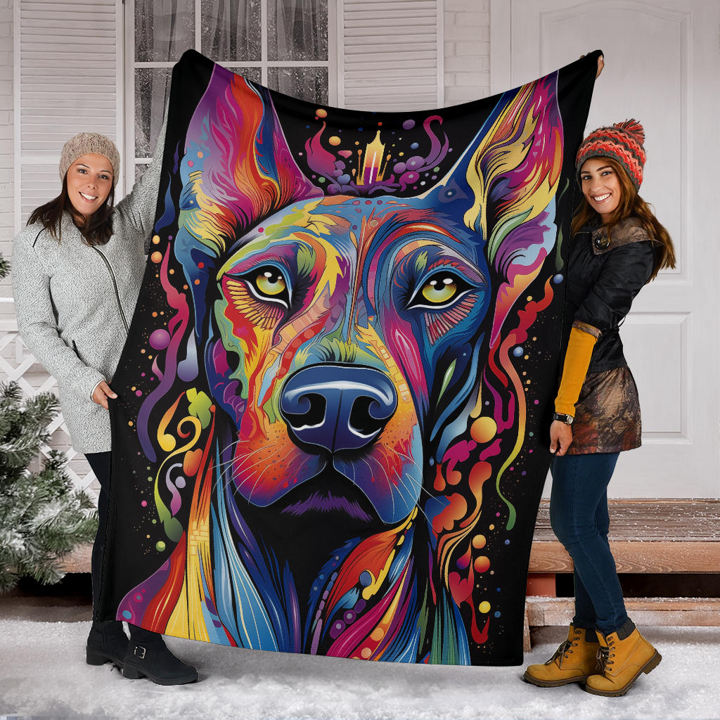 Trippy Psychedelics Doberman Pinscher Blanket, Doberman Pinscher Throw Blanket, Doberman Pinscher Fleece Blanket, Doberman Pinscher Gifts