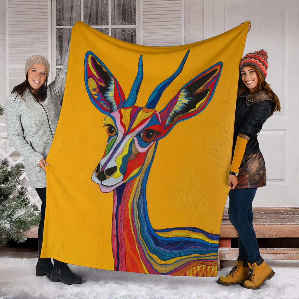 Gazelle animal Blanket, Trippy Psychedelics Gazelle animal Fleece Blanket, Gazelle animal Throw Blanket, Gazelle animal Gifts