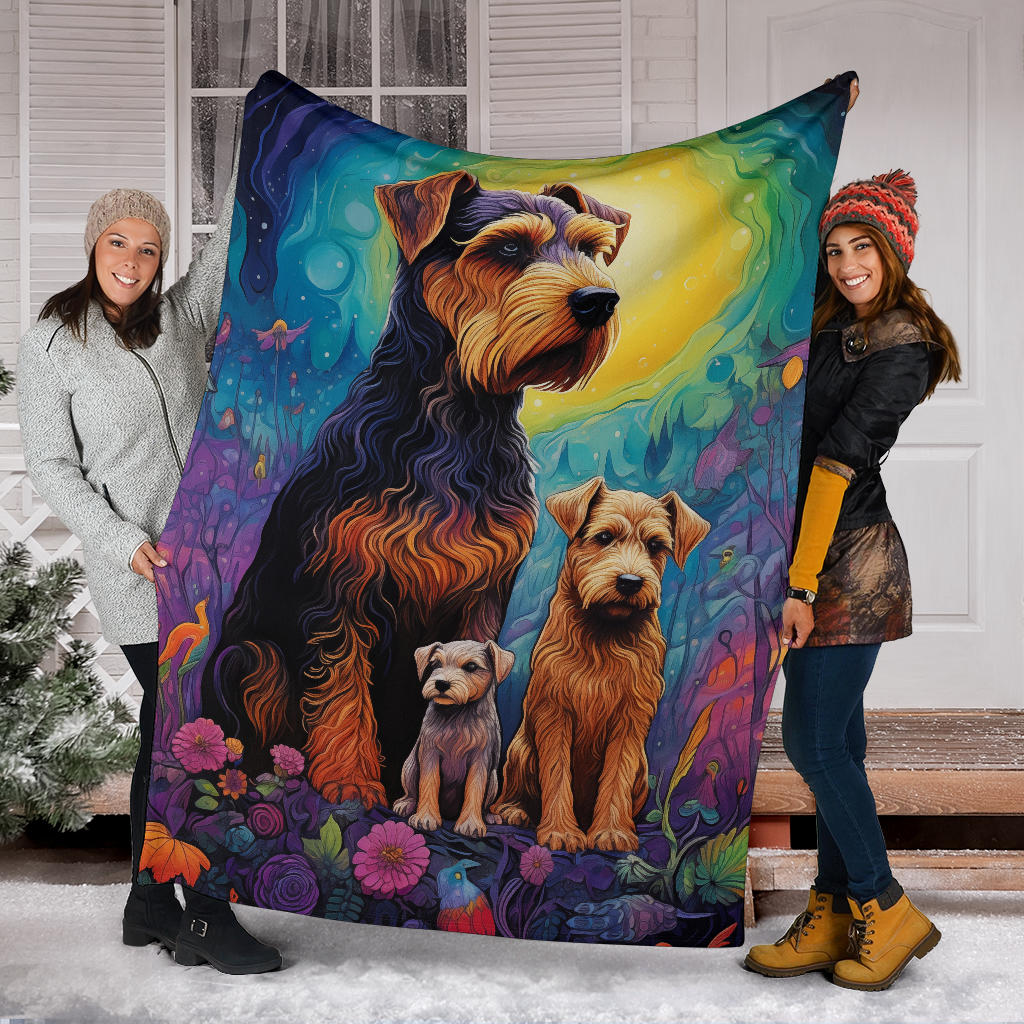 Welsh Terrier Blanket, Trippy Psychedelics Welsh Terrier Fleece Blanket, Welsh Terrier Throw Blanket, Welsh Terrier Gifts