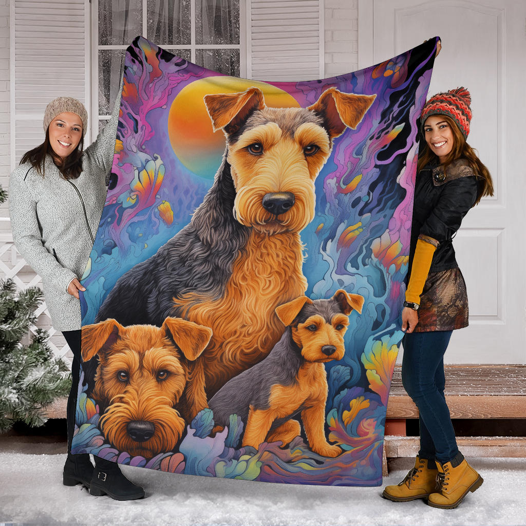 Welsh Terrier Blanket, Trippy Psychedelics Welsh Terrier Fleece Blanket, Welsh Terrier Throw Blanket, Welsh Terrier Gifts