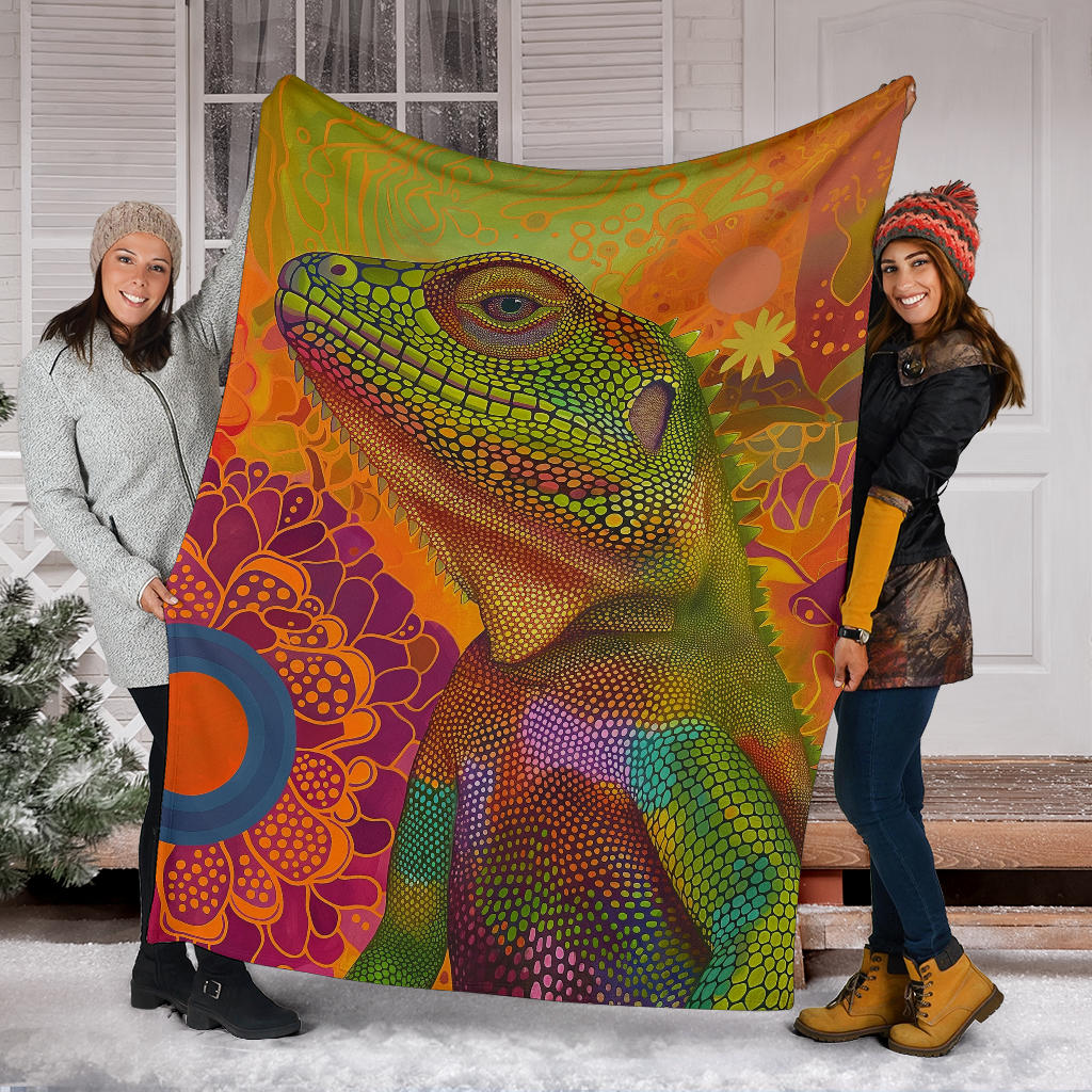 Lizard Blanket, Trippy Psychedelics Lizard Fleece Blanket, Lizard Throw Blanket, Lizard Gifts