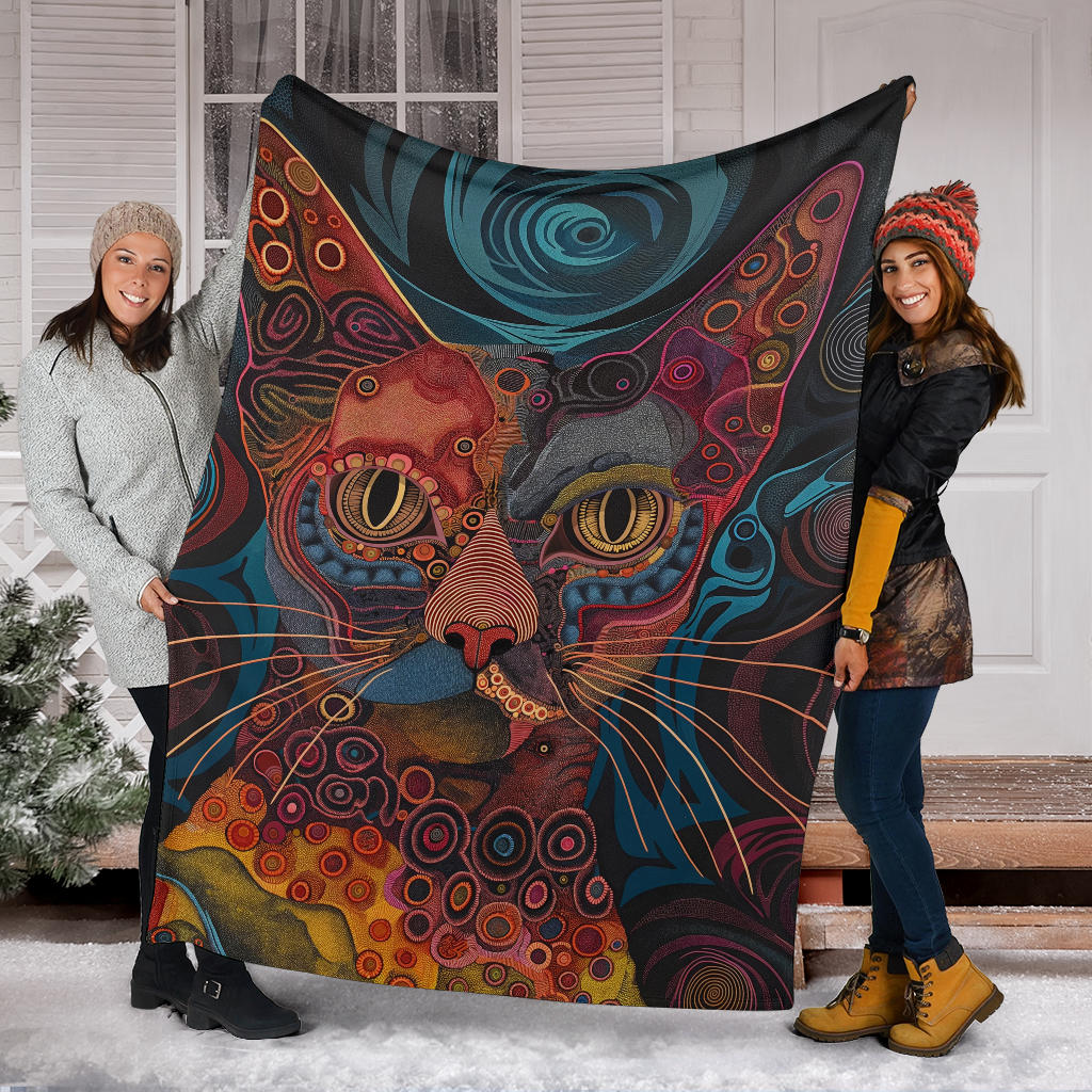 LaPerm cat Blanket, Trippy Psychedelics LaPerm cat Fleece Blanket, LaPerm cat Throw Blanket, LaPerm cat Gifts