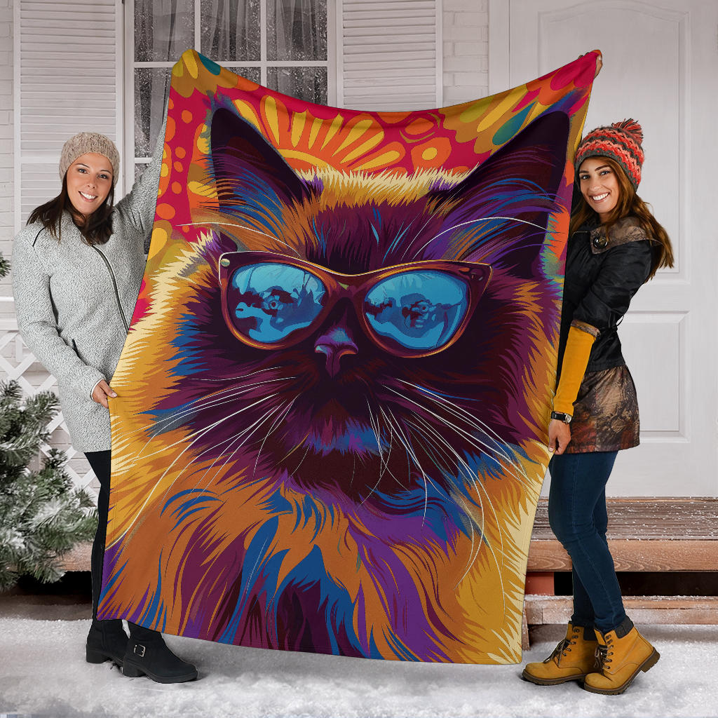 Himalayan cat Blanket, Trippy Psychedelics Himalayan cat Fleece Blanket, Himalayan cat Throw Blanket, Himalayan cat Gifts