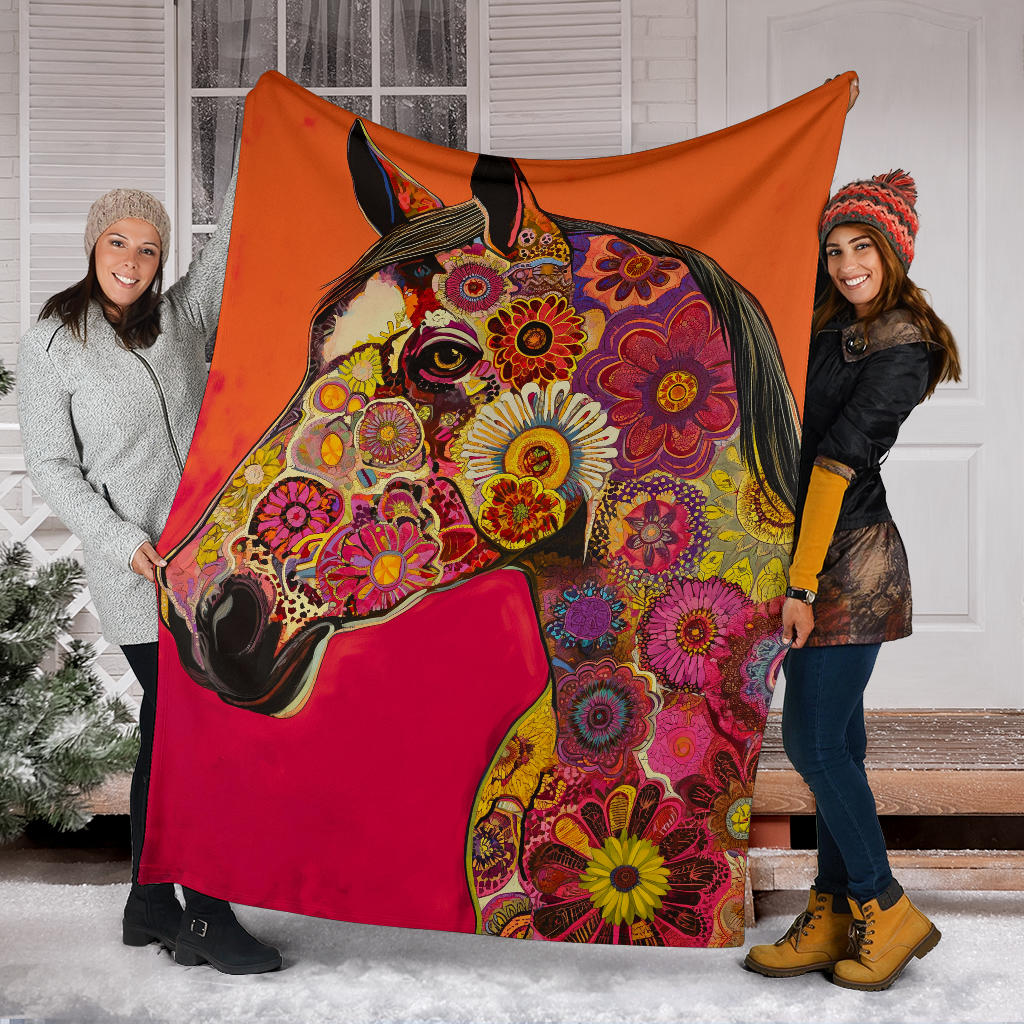 Horse Blanket, Trippy Psychedelics Horse Fleece Blanket, Horse Throw Blanket, Horse Gifts