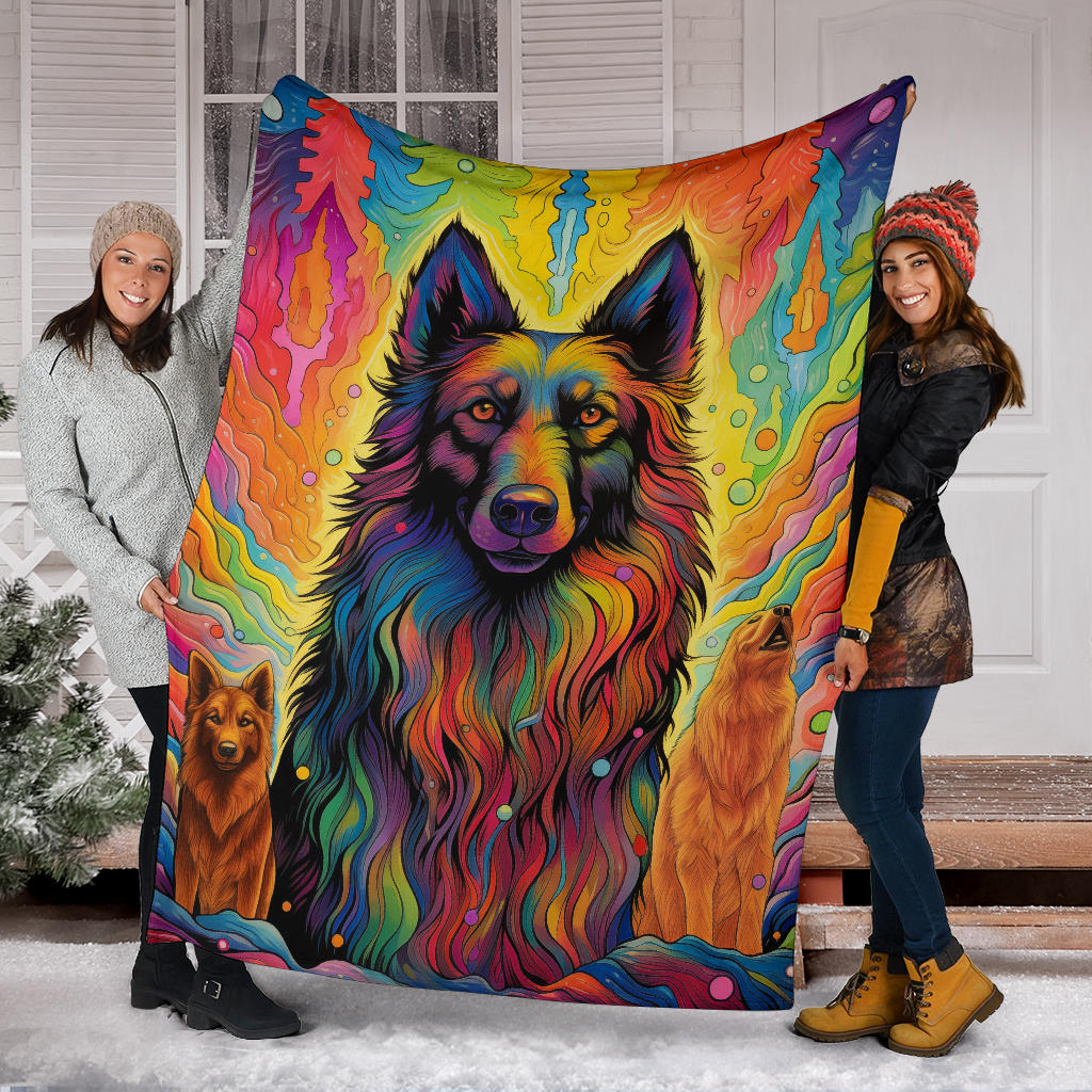 Belgian Tervuren Blanket, Trippy Psychedelics Belgian Tervuren Fleece Blanket, Belgian Tervuren Throw Blanket, Belgian Tervuren Gifts