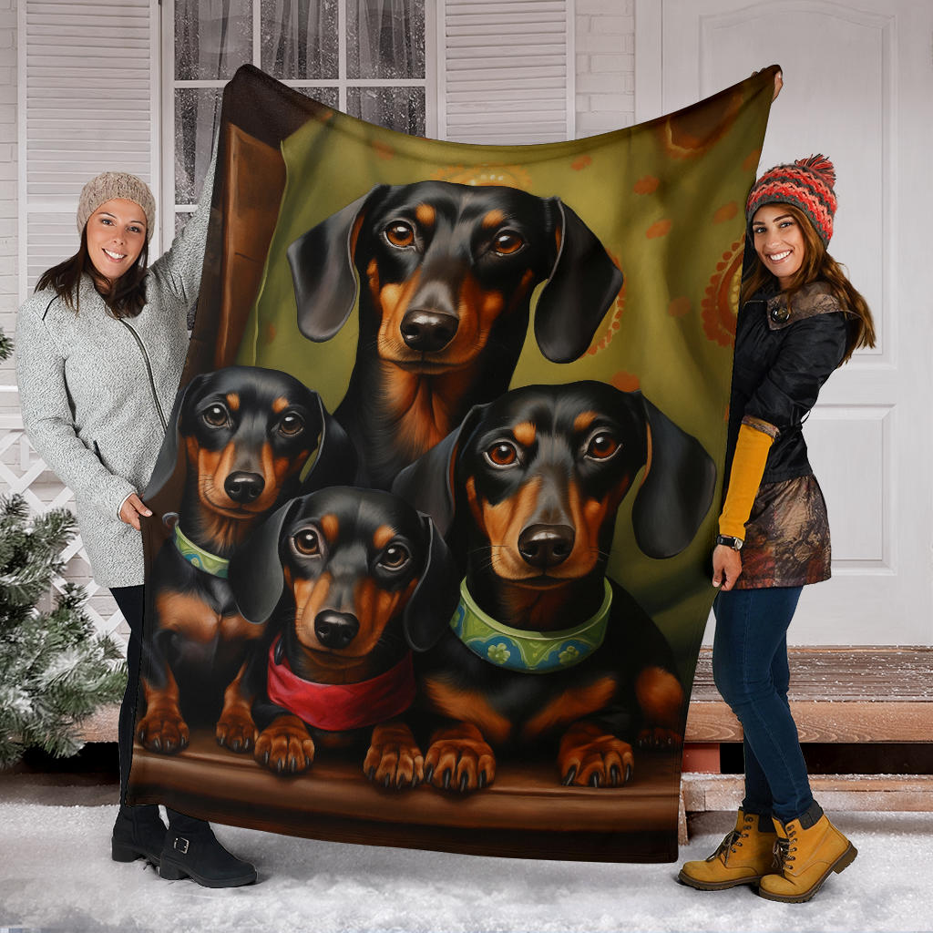 Dachshund Family Blanket, Dachshund Fleece Blanket, Dachshund Gifts, Dachshund Throw Blanket