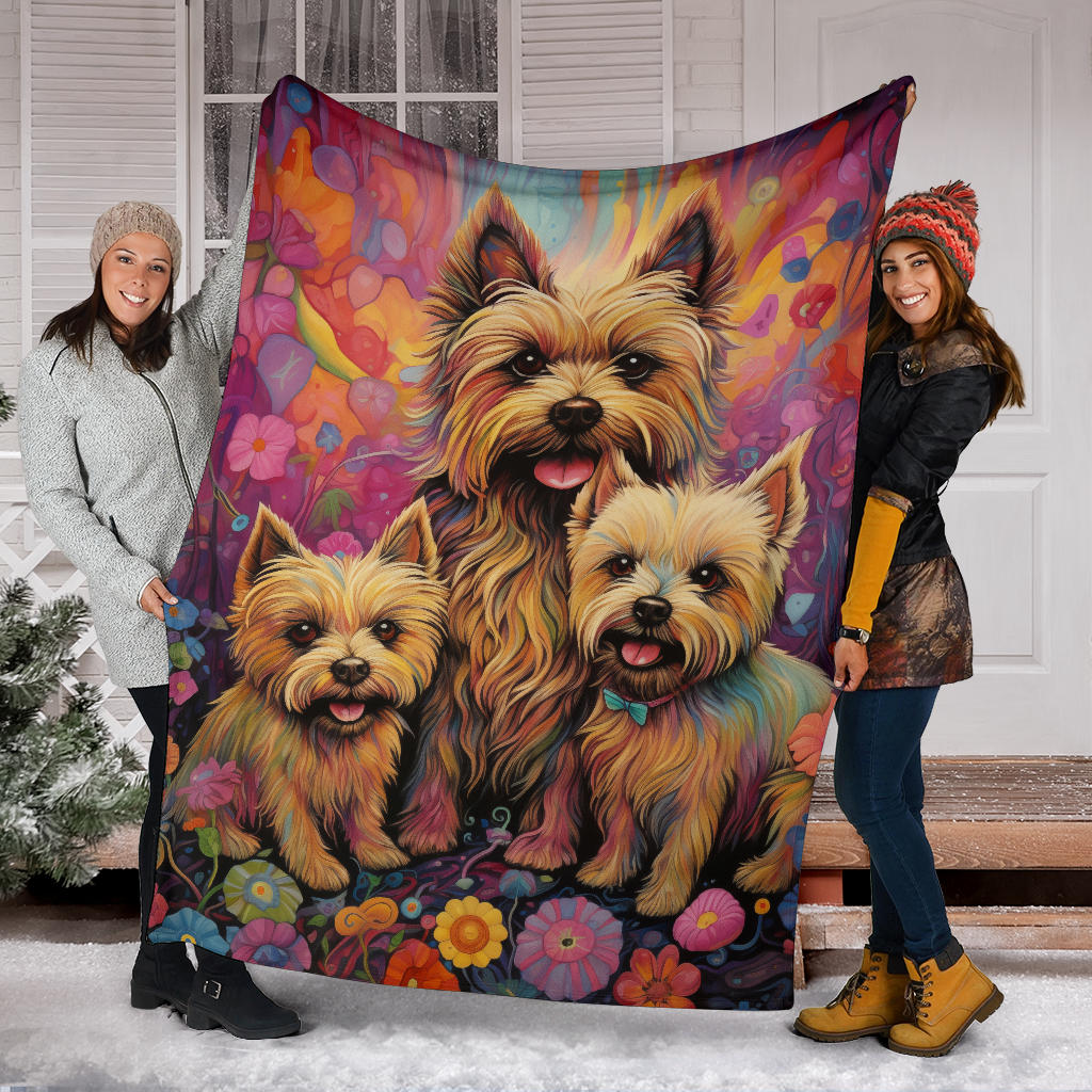 Cairn Terrier Blanket, Trippy Psychedelics Cairn Terrier Fleece Blanket, Cairn Terrier Throw Blanket, Cairn Terrier Gifts