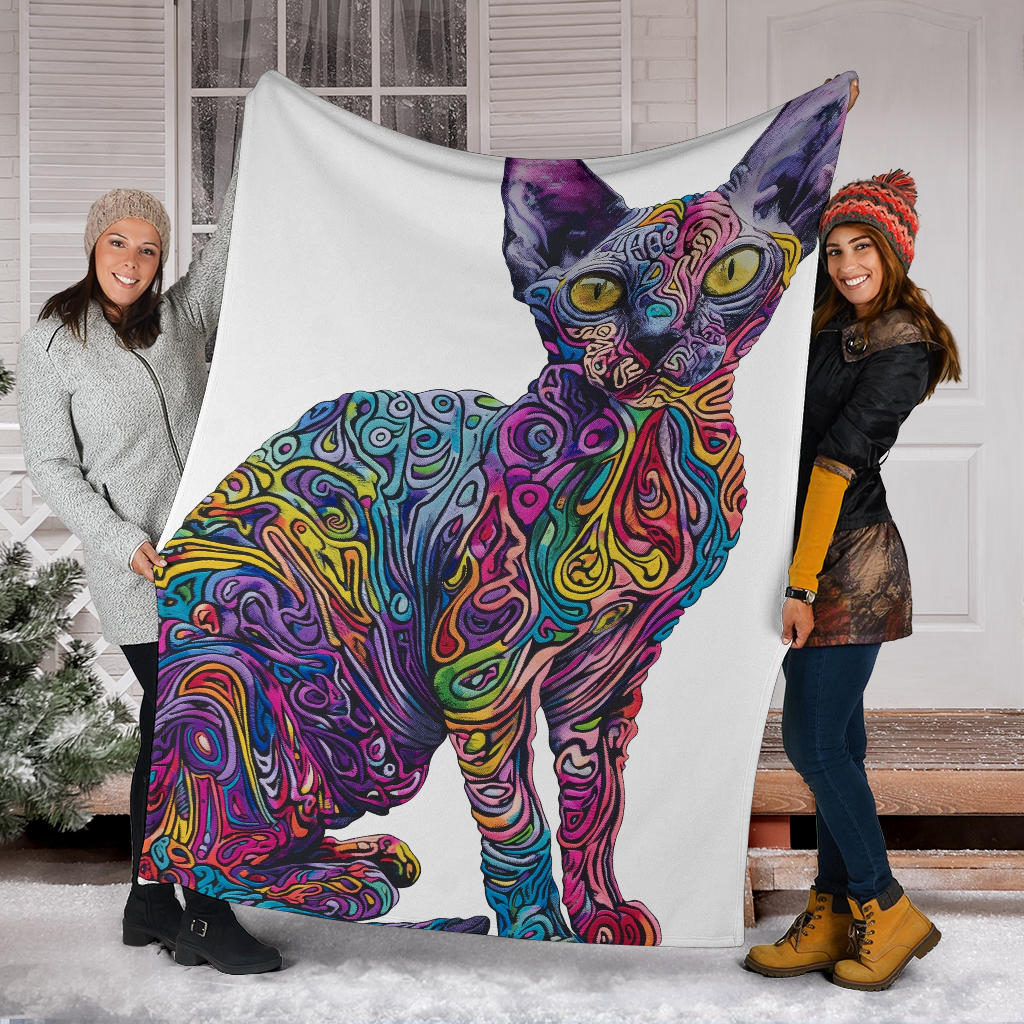 Devon Rex cat Blanket, Trippy Psychedelics Devon Rex cat Fleece Blanket, Devon Rex cat Throw Blanket, Devon Rex cat Gifts