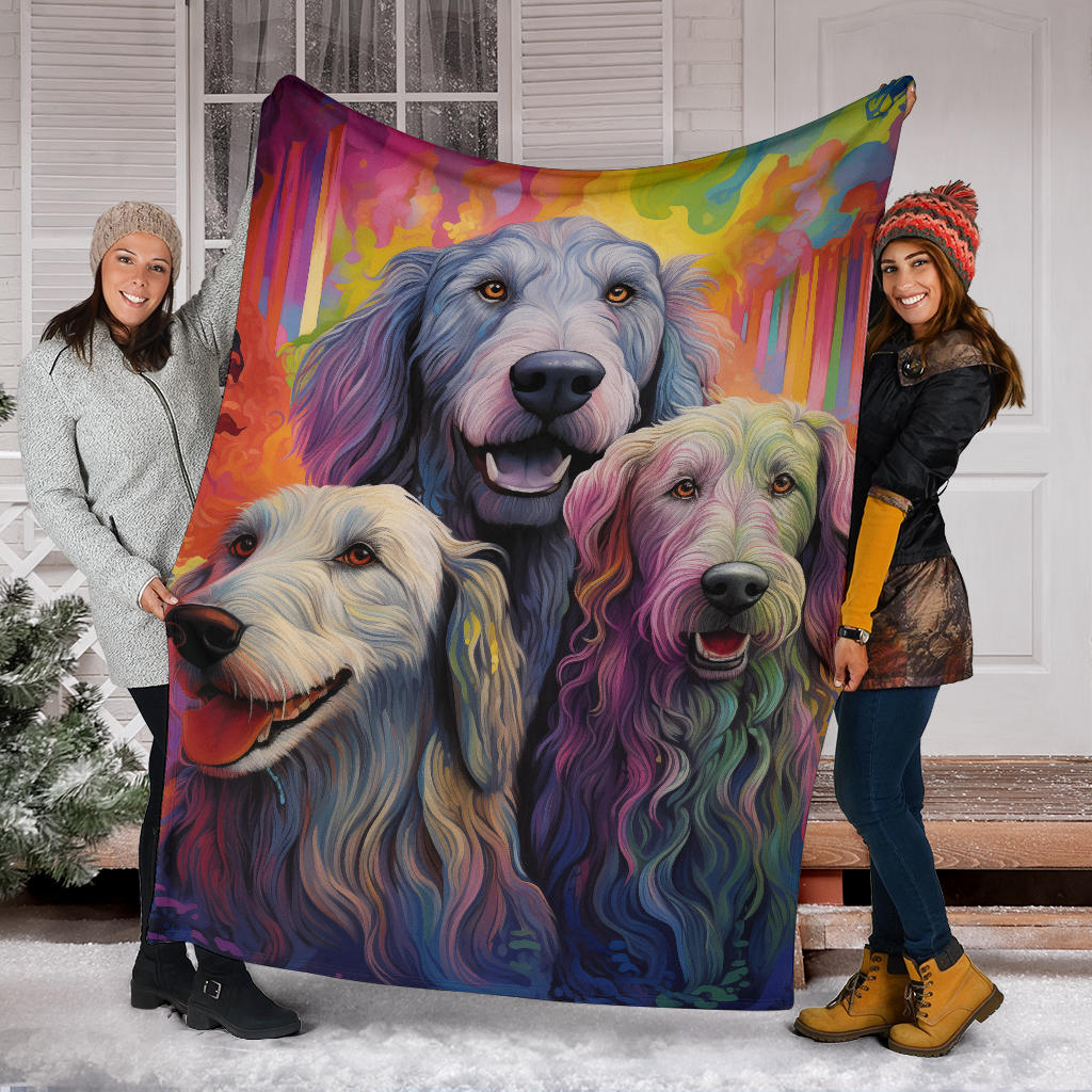 Irish Wolfhound Blanket, Trippy Psychedelics Irish Wolfhound Fleece Blanket, Irish Wolfhound Throw Blanket, Irish Wolfhound Gifts