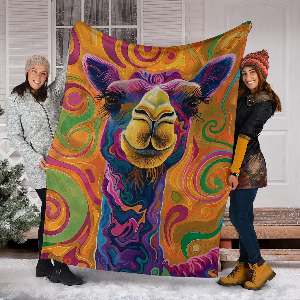 Camel Blanket, Trippy Psychedelics Camel Fleece Blanket, Camel Throw Blanket, Camel Gifts