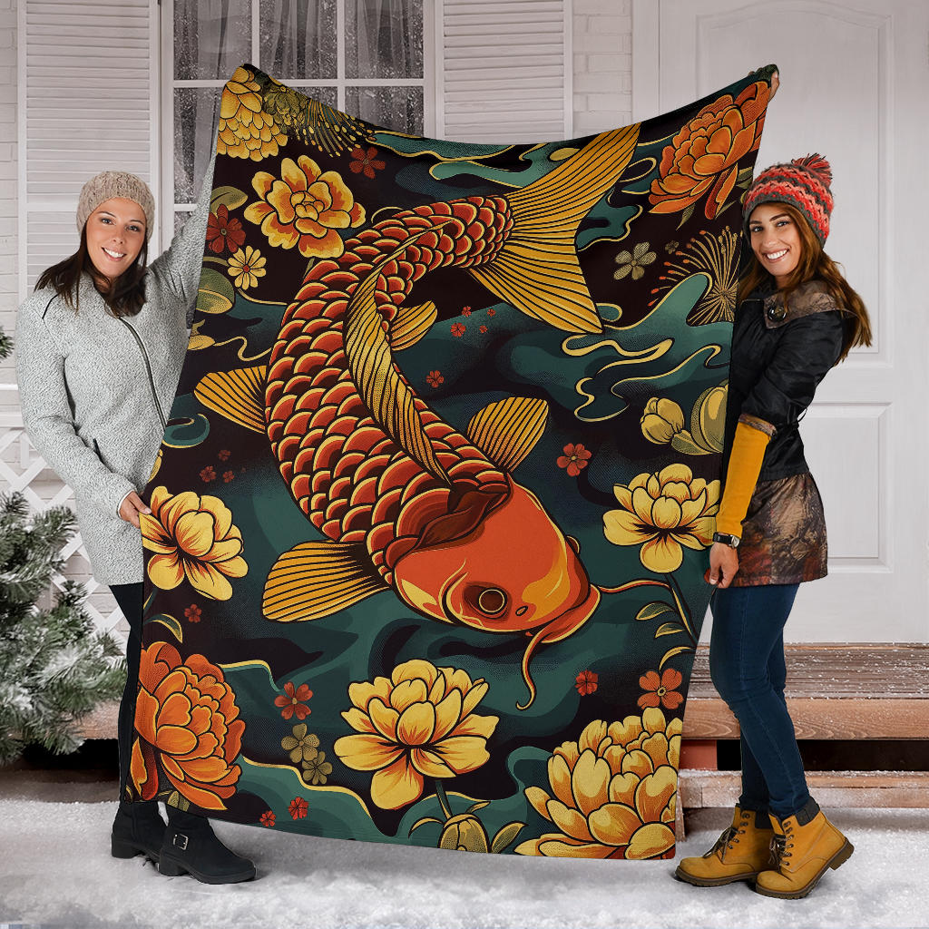 Carp Blanket, Trippy Psychedelics Carp Fleece Blanket, Carp Throw Blanket, Carp Gifts